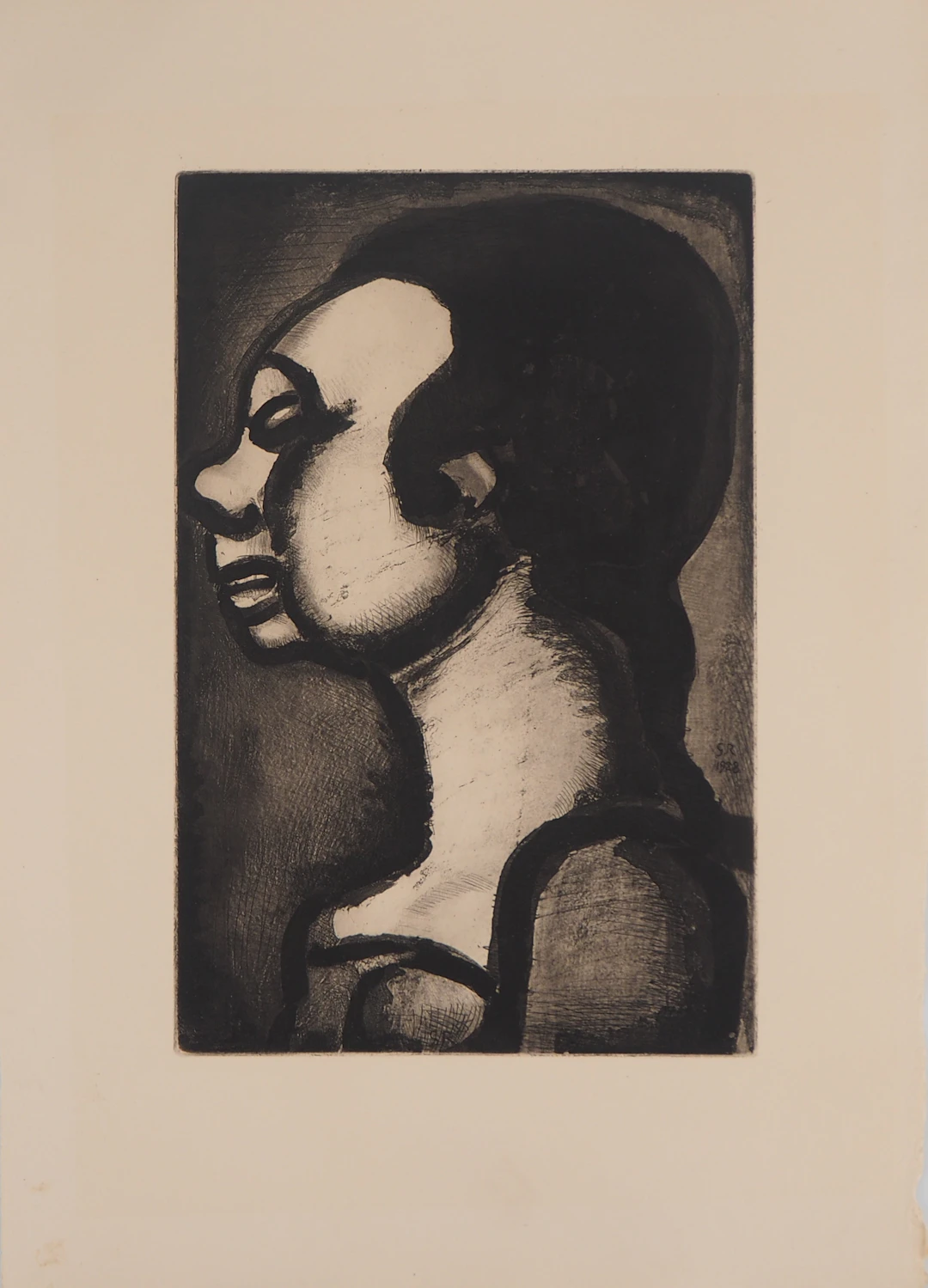Georges ROUAULT - Portrait de la Dame : de profil 1928 - Gravure originale