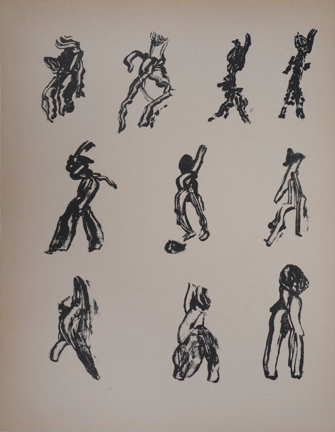 Henri MICHAUX : Lettrisme 10 figures - Lithographie originale