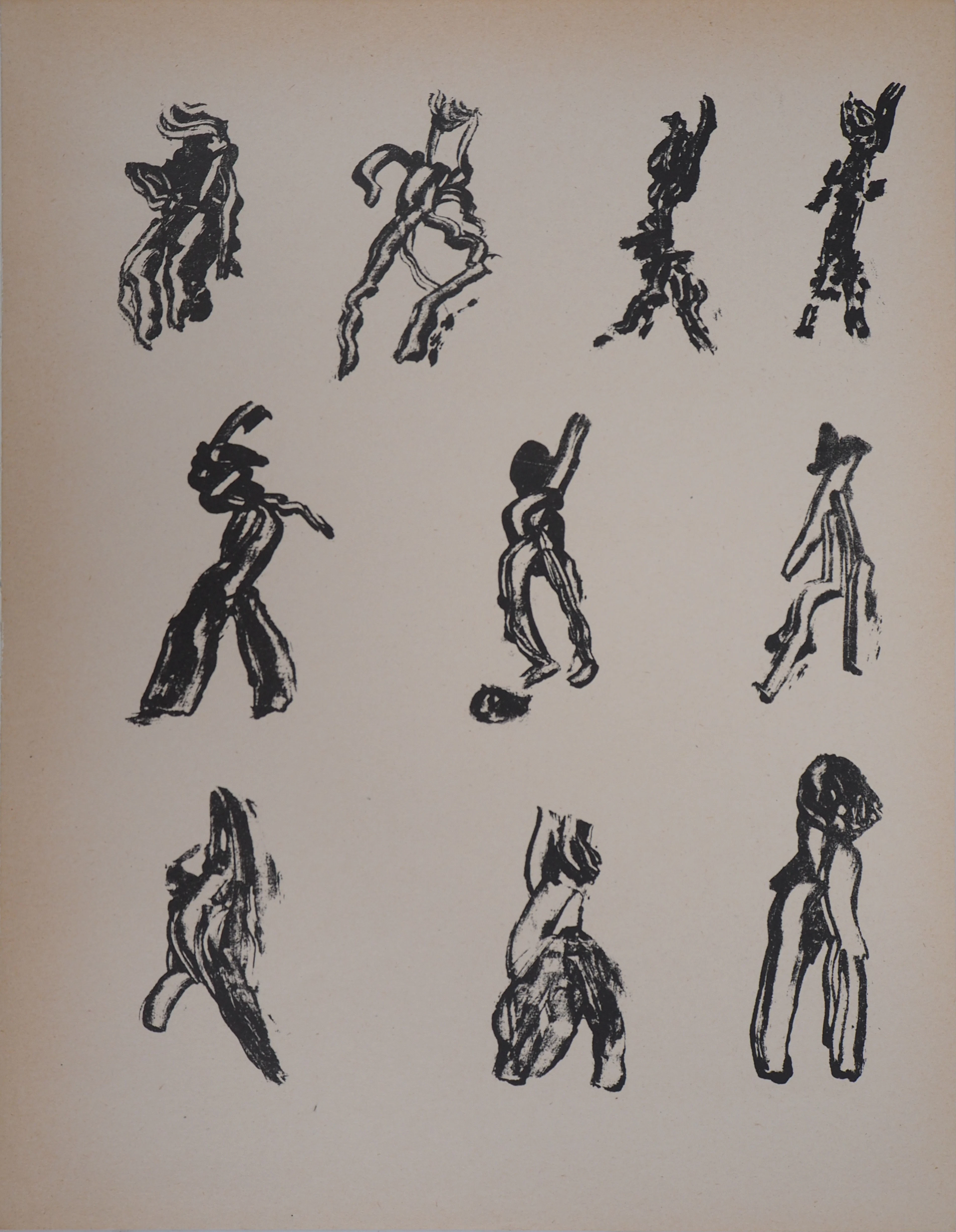 Henri MICHAUX : Lettrisme 10 figures - Lithographie originale