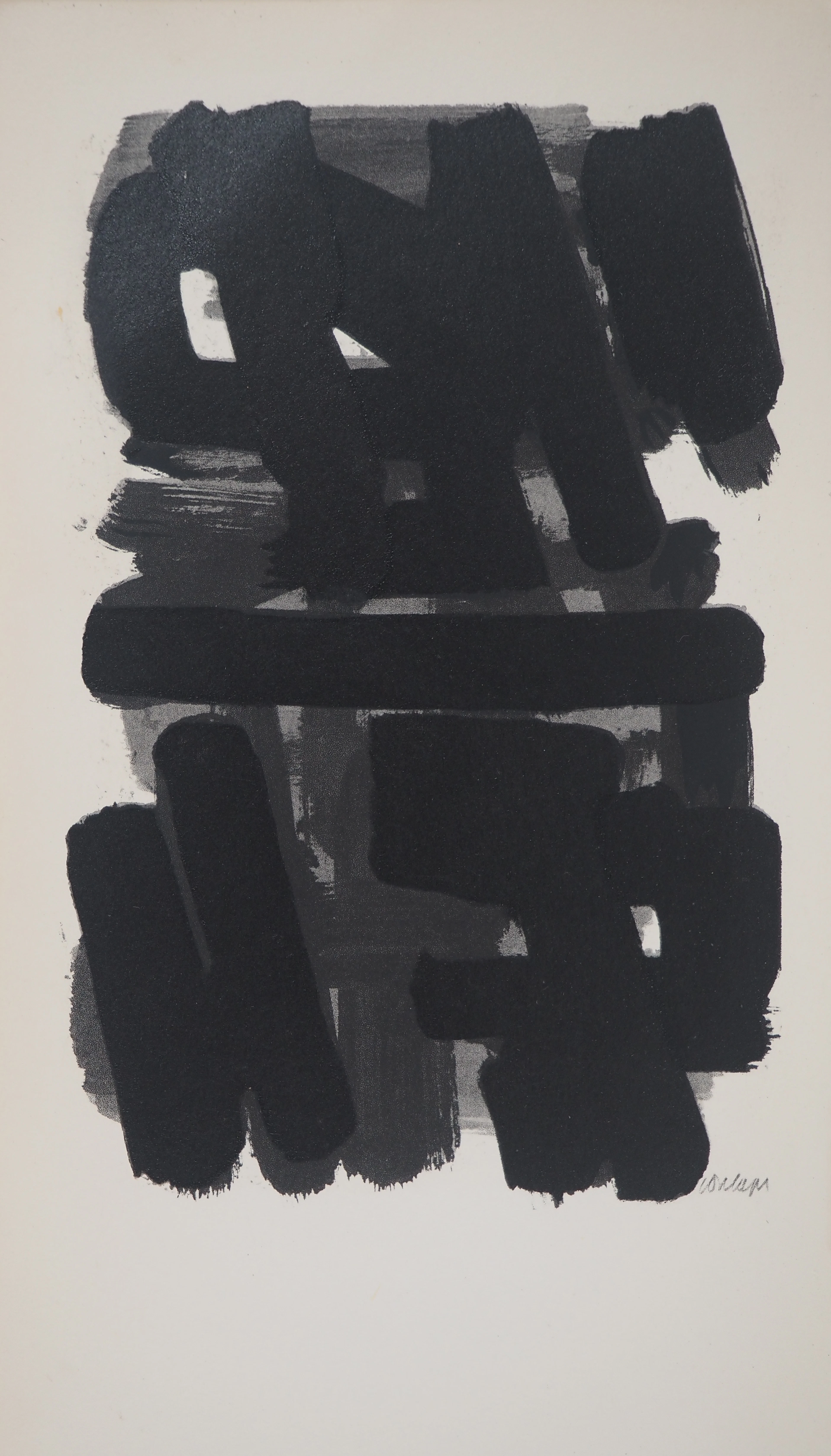 Pierre SOULAGES - Gouache 6, 1957 - Lithographie et pochoir signé