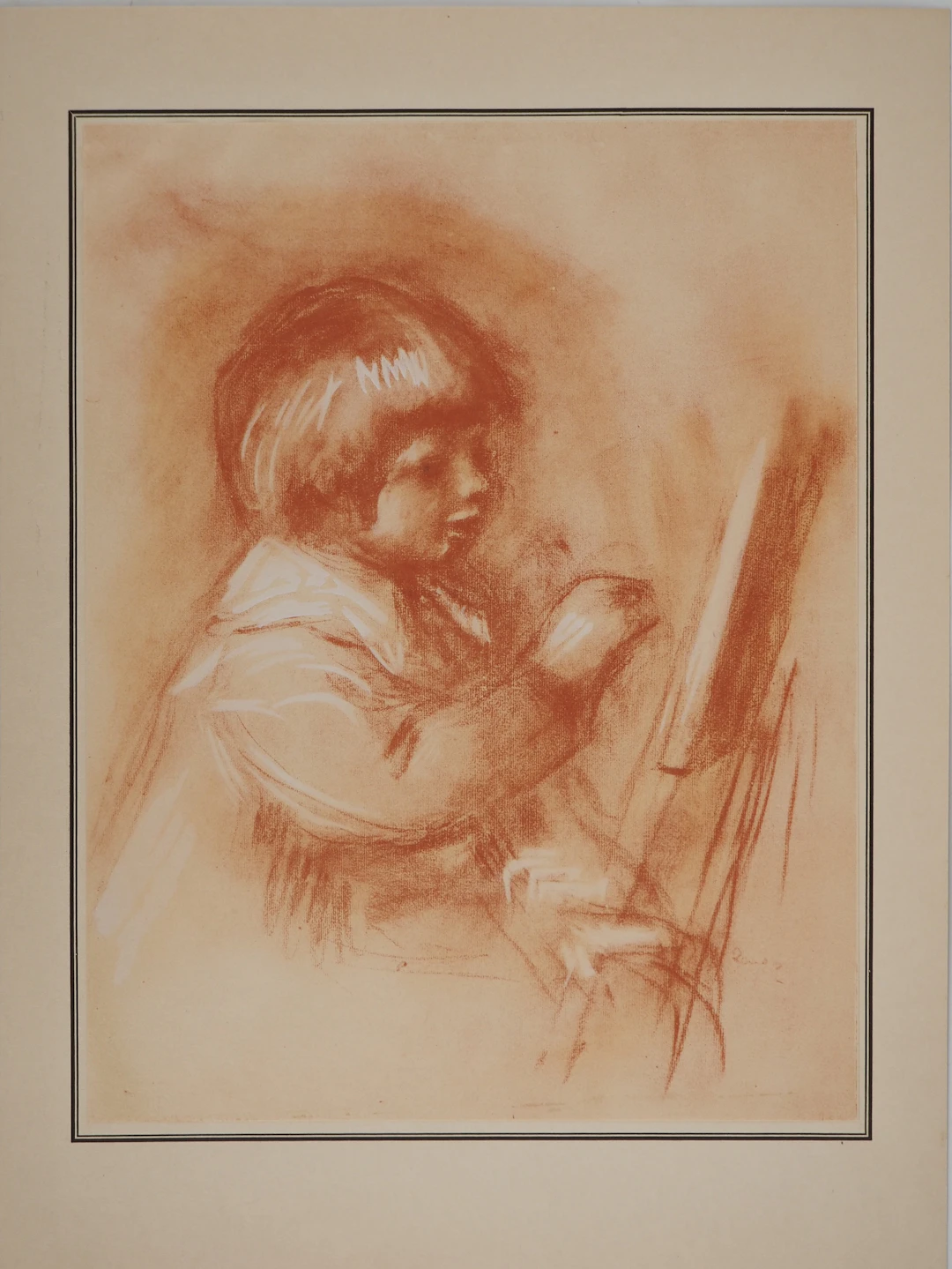 Pierre-Auguste RENOIR : Le jeune peintre, Lithographie et pochoir signée