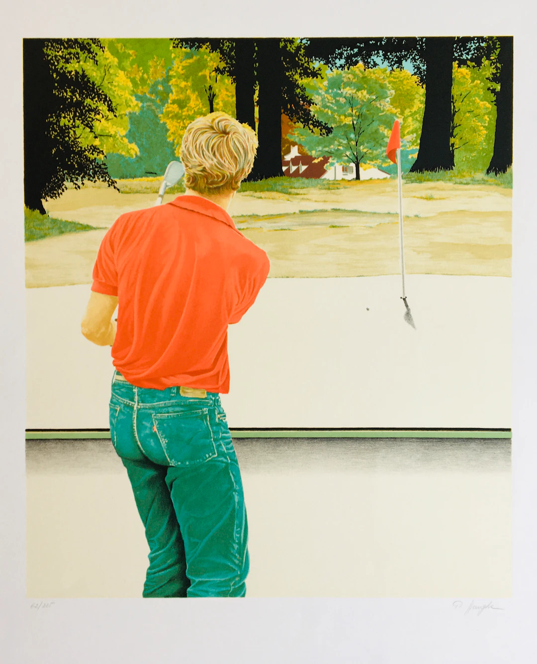 Patrick HEUGHE - Sur le green, 1990 - Lithographie originale signée