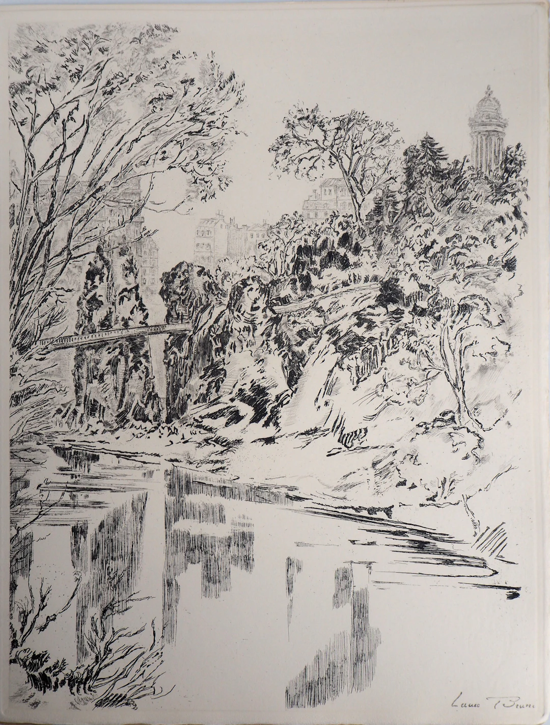Laure BRUNI : Belleville-Ménilmontant - 1937 - Gravure Originale Signée