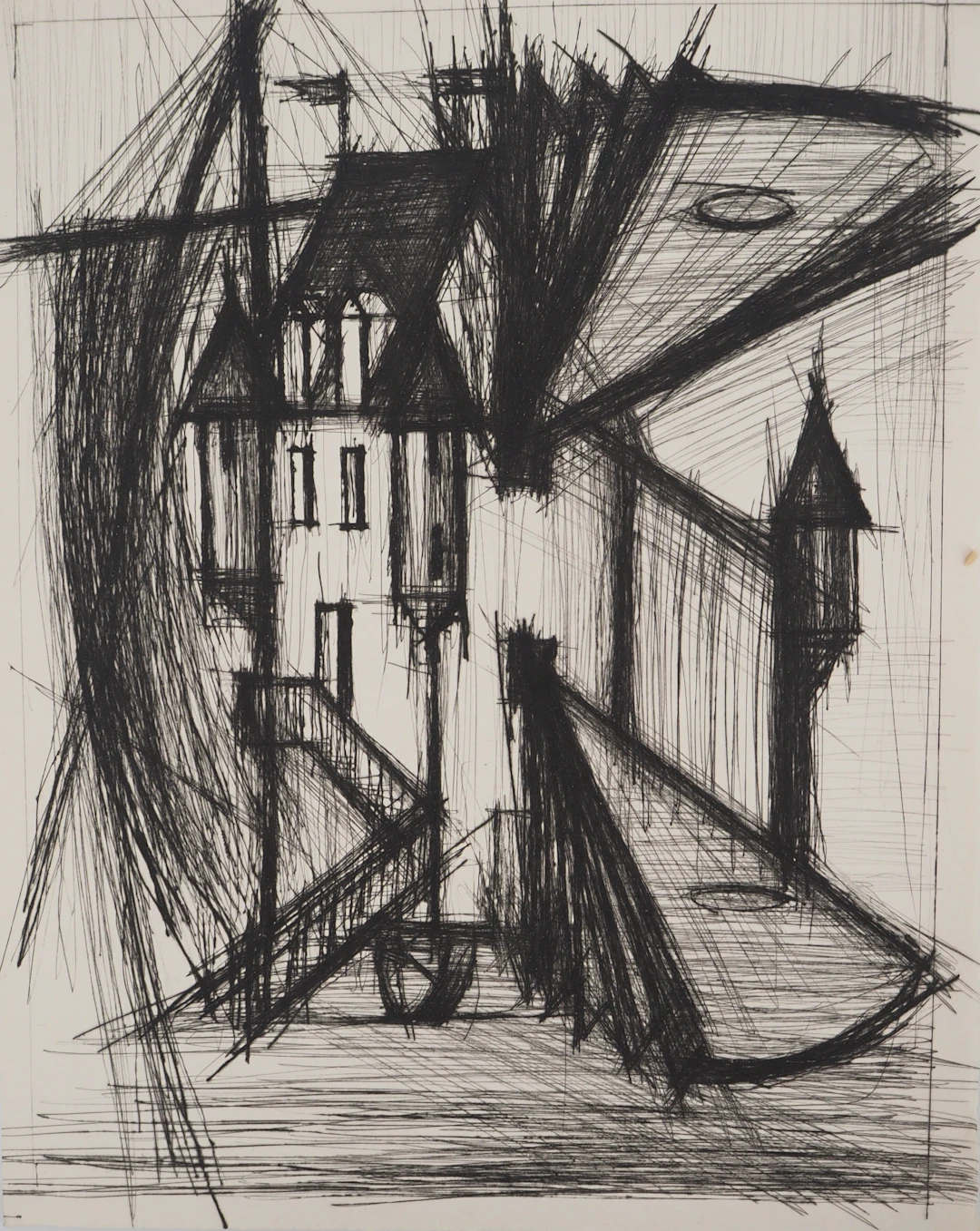Bernard BUFFET : Le chateau de Cyrano de Bergerac, Gravure originale