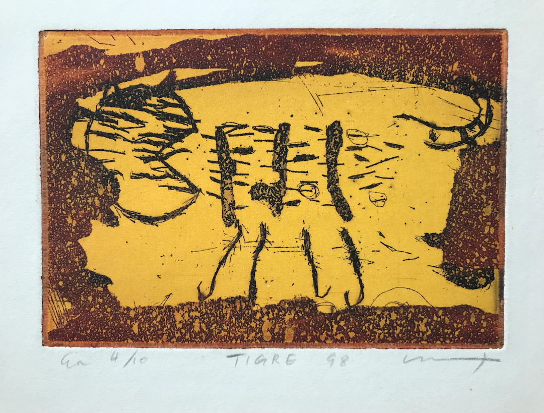 Koji NISHIMI - Tigre,1998 - Aquatinte signée au crayon
