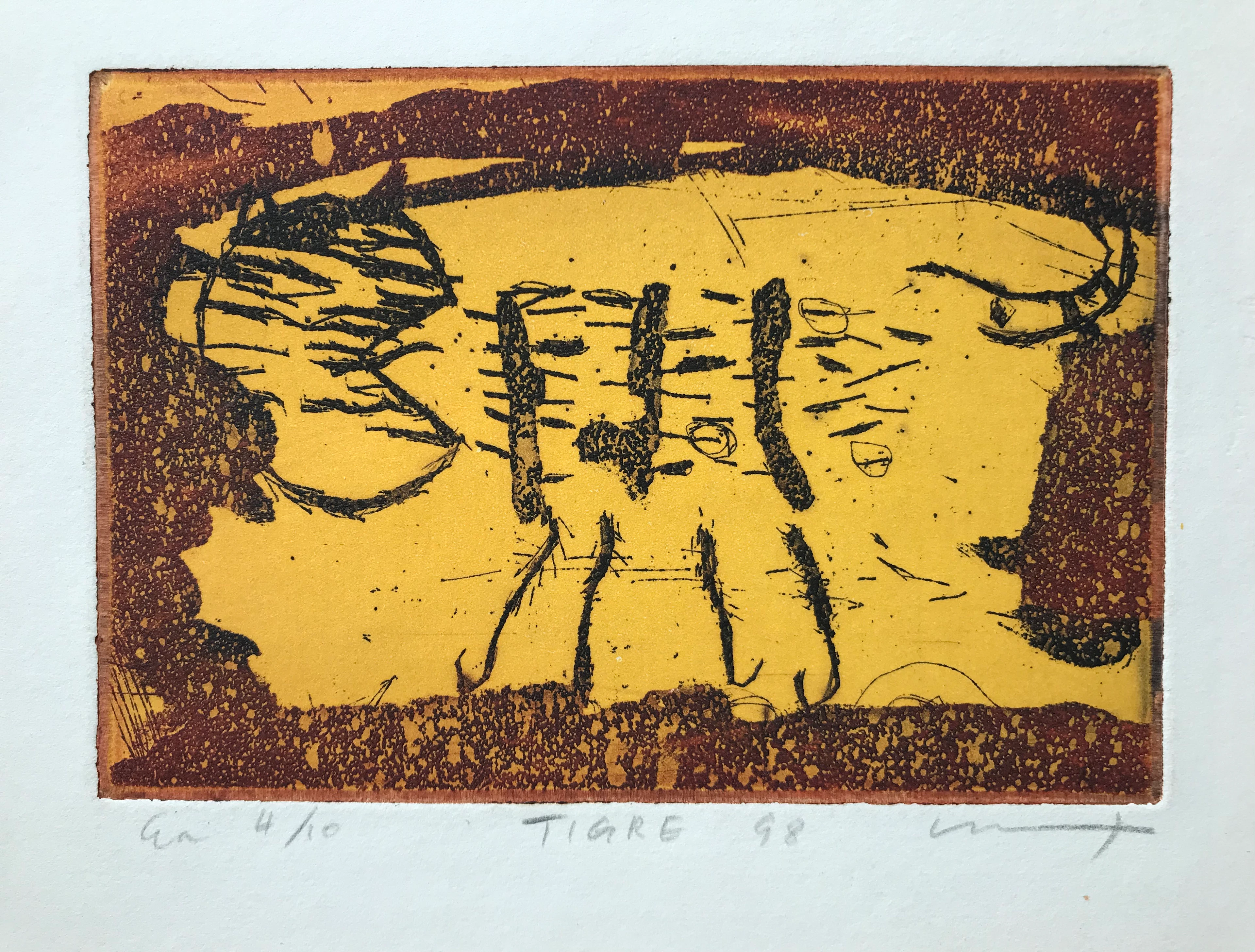 Koji NISHIMI - Tigre,1998 - Aquatinte signée au crayon
