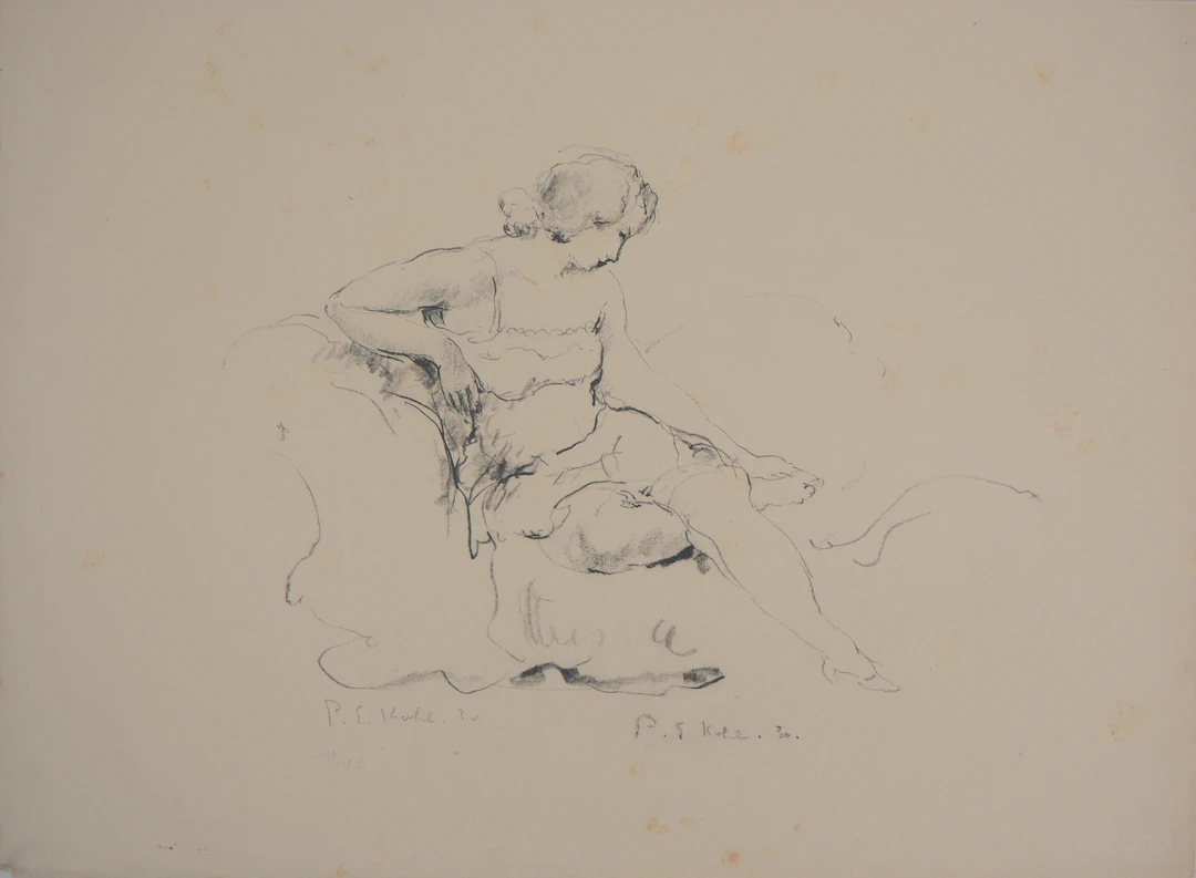 Pierre-Ernest KOHL - Femme sur un divan - Lithographie originale signée