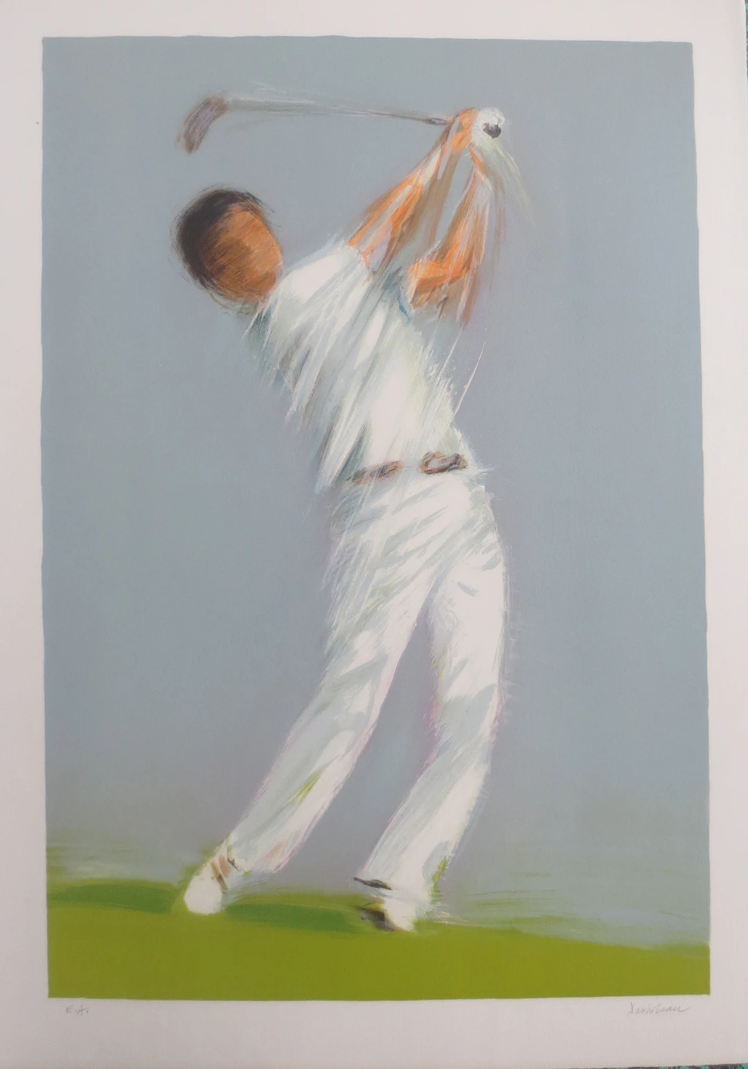 Pierre DOUTRELEAU - Golfeur - Lithographie signée au crayon