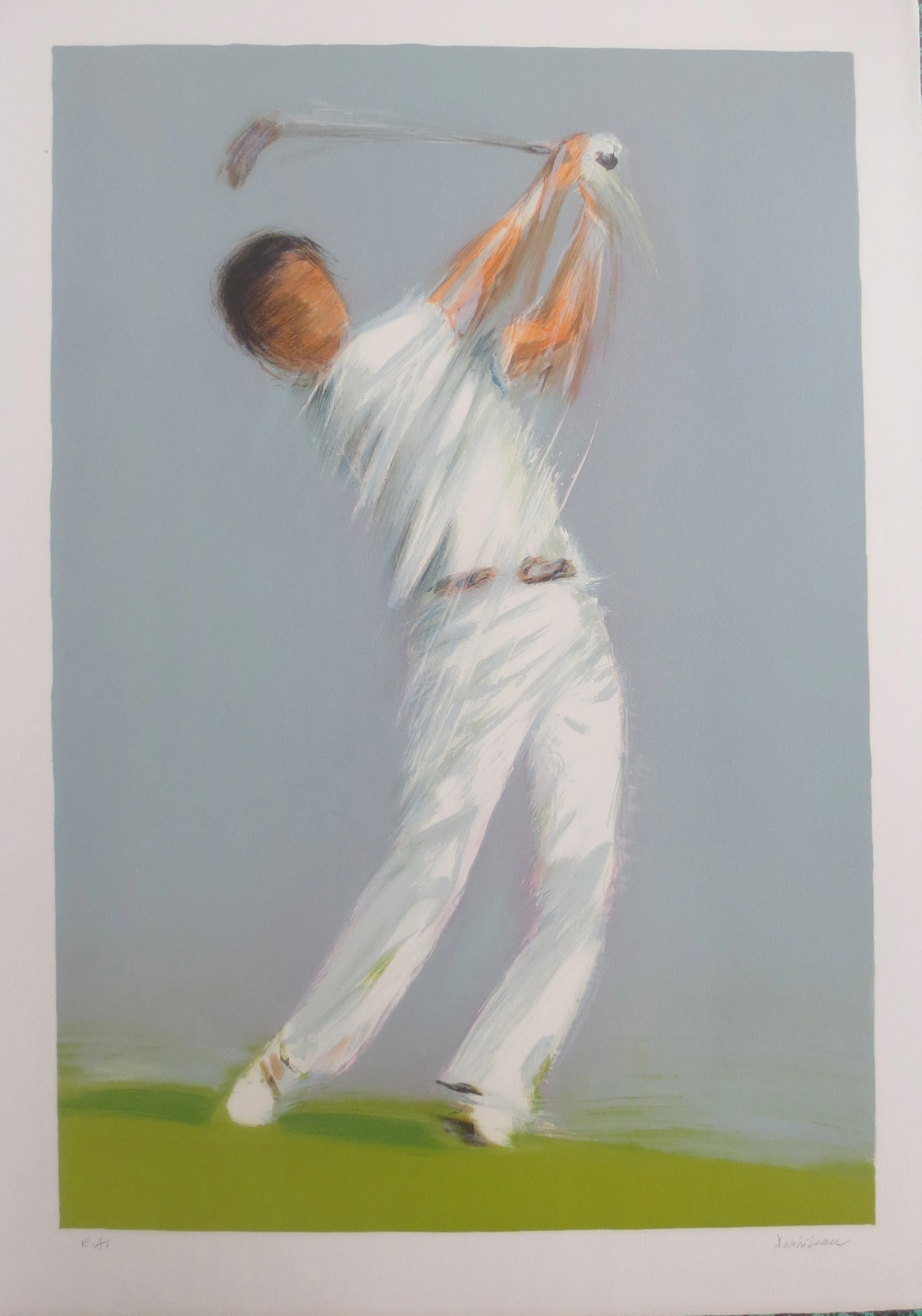 Pierre DOUTRELEAU - Golfeur - Lithographie signée au crayon