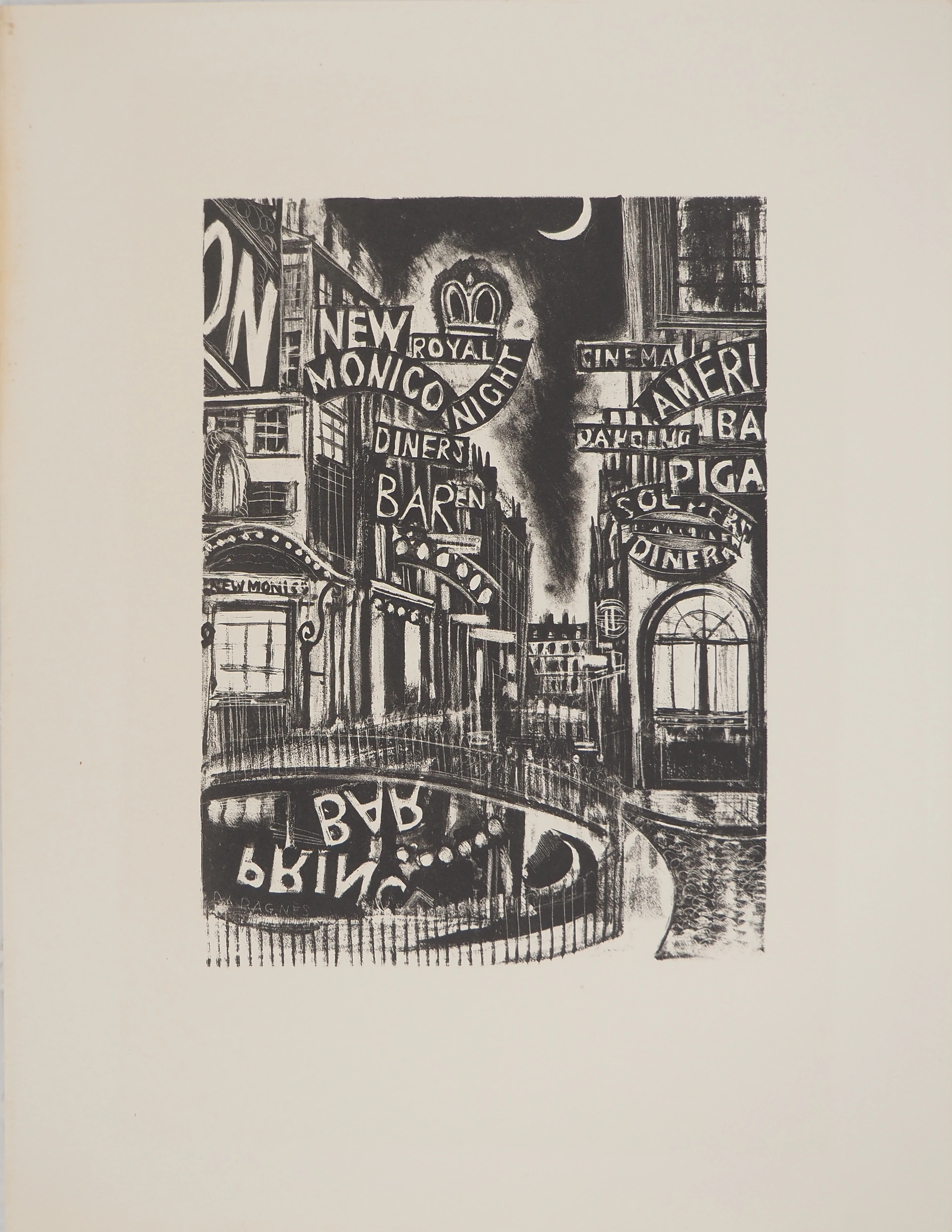 Jean Gabriel DARAGNES : Place Pigalle, Lithographie originale signée