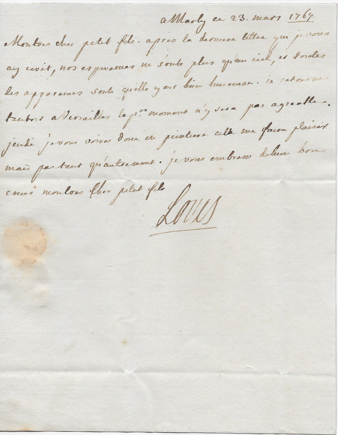 LOUIS XV - Lettre autographe signée à Ferdinand 1er de Parme
