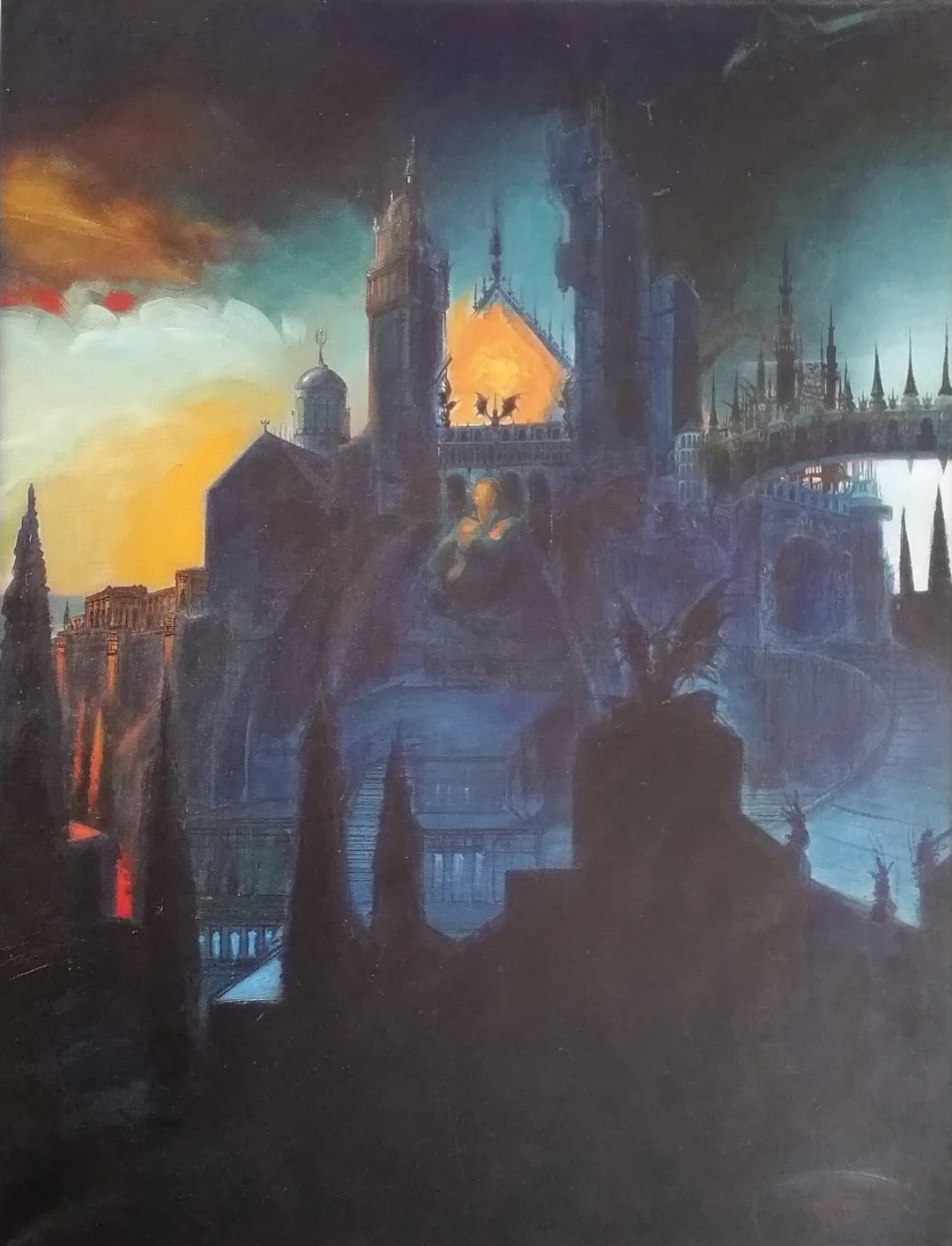 Philippe DRUILLET - Passage de la main d’or - Huile sur toile signée