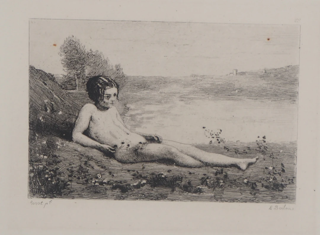 Jean-Baptiste Camille COROT - Le Sommeil de Diane, 1873 - Gravure signée