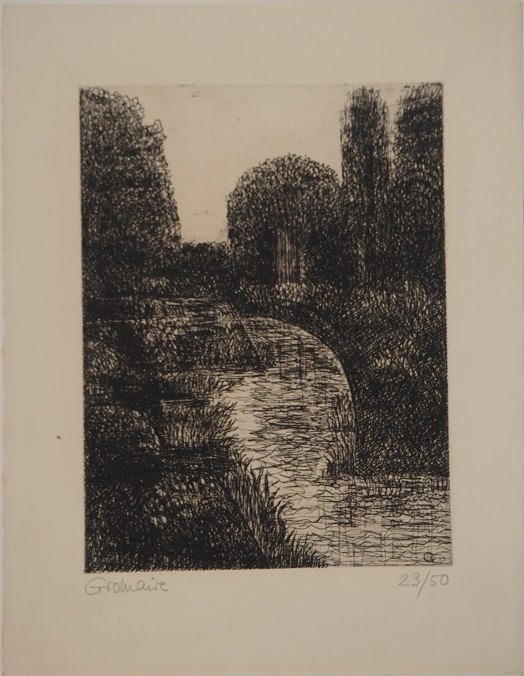 Marcel GROMAIRE : Le long de la rivière, Gravure originale signée