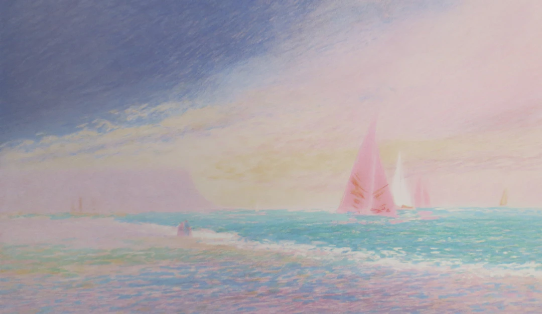 Claude MANOUKIAN - Les voiles roses - Lithographie signée et dédicacée