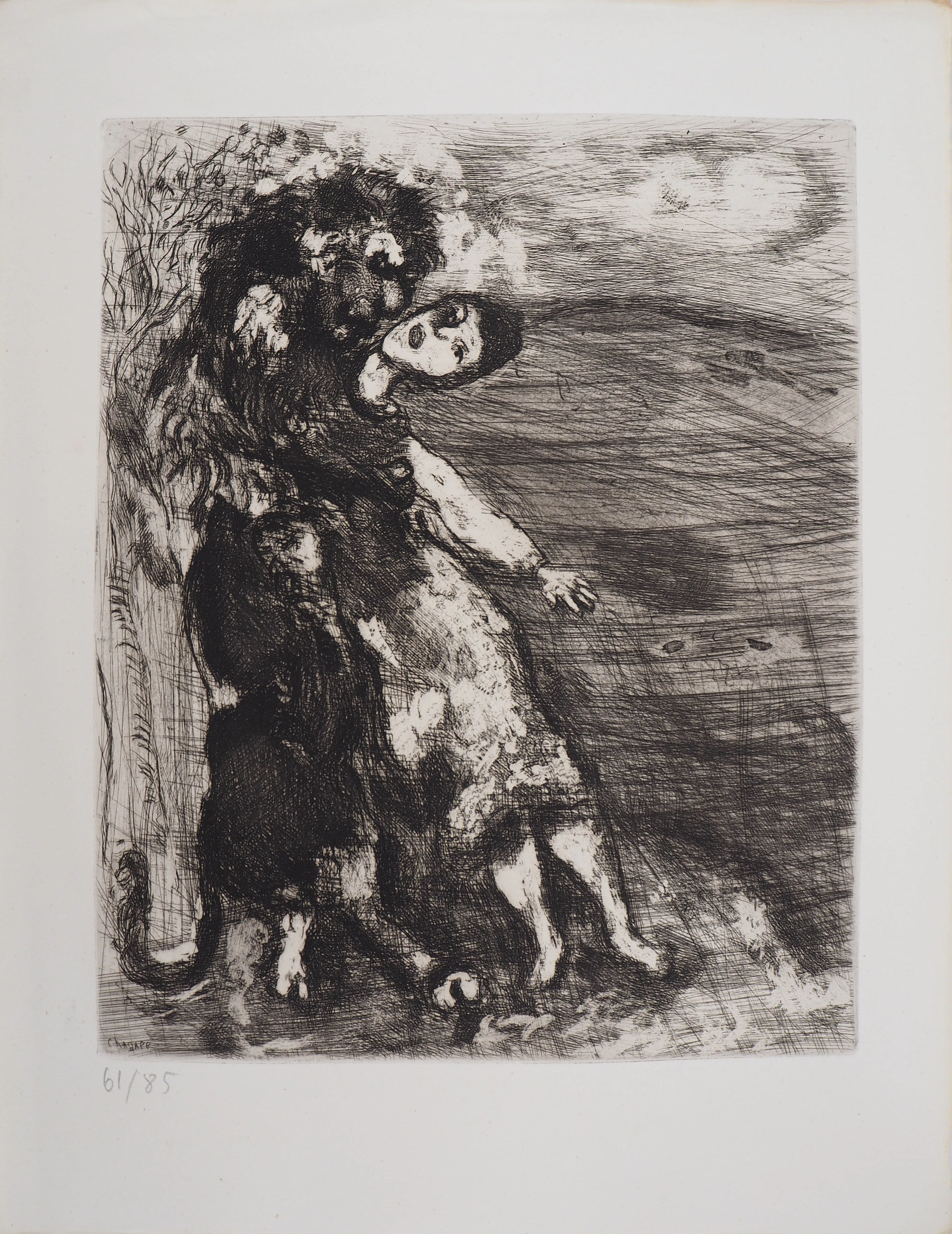 Marc CHAGALL : Le lion amoureux, Gravure originale signée