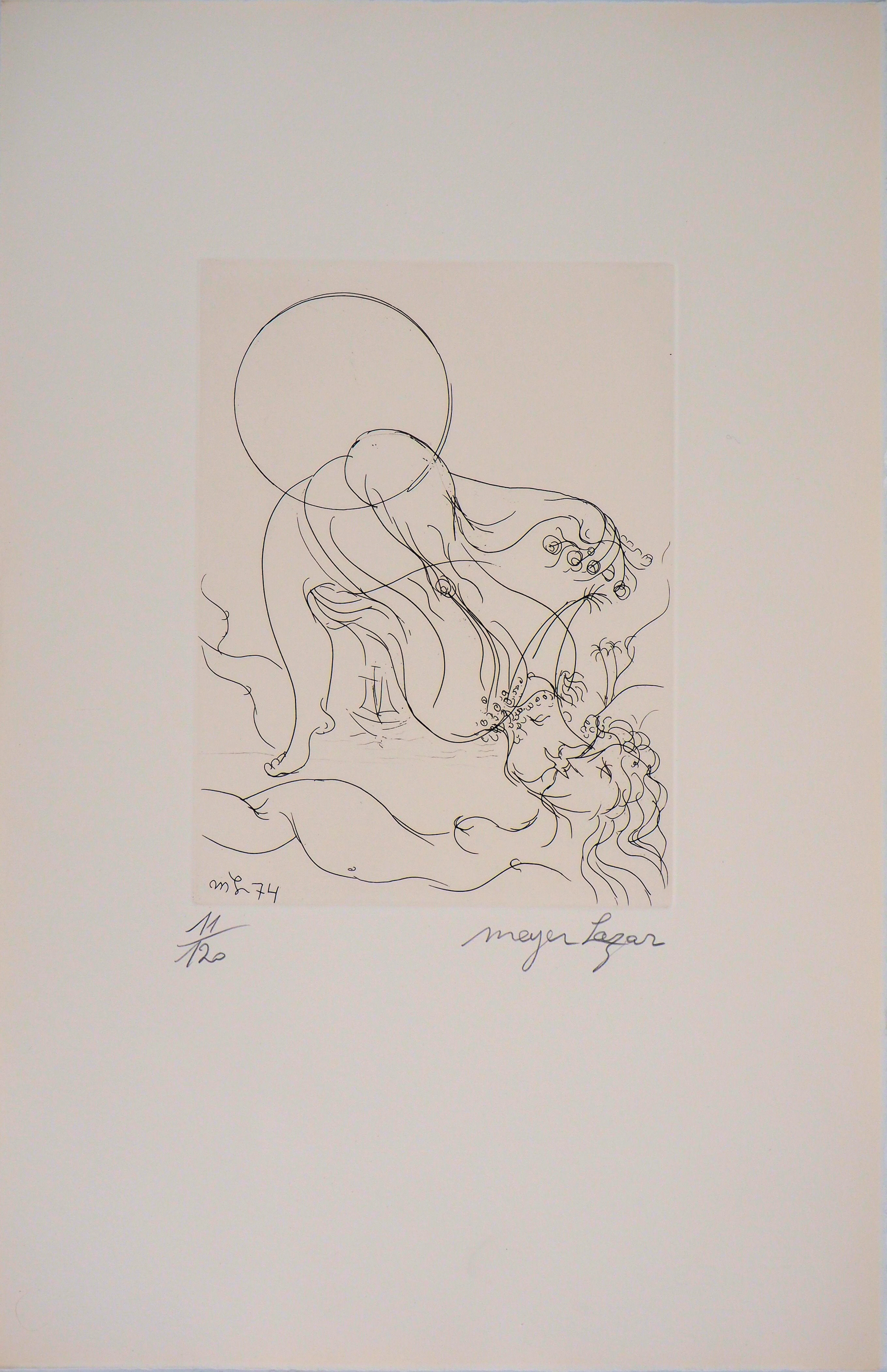 Meyer LAZAR : Amour en voyage, Gravure originale signée