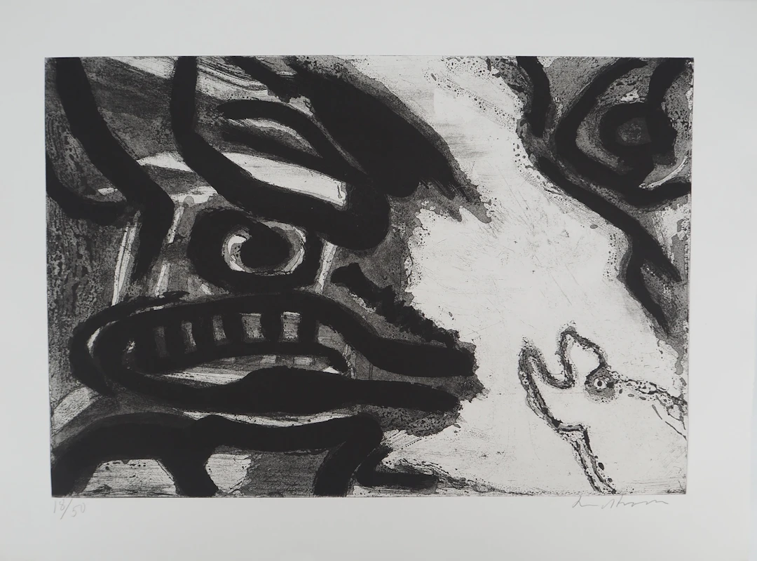 Bengt LINDSTROM : Animal totémique, Gravure originale signée