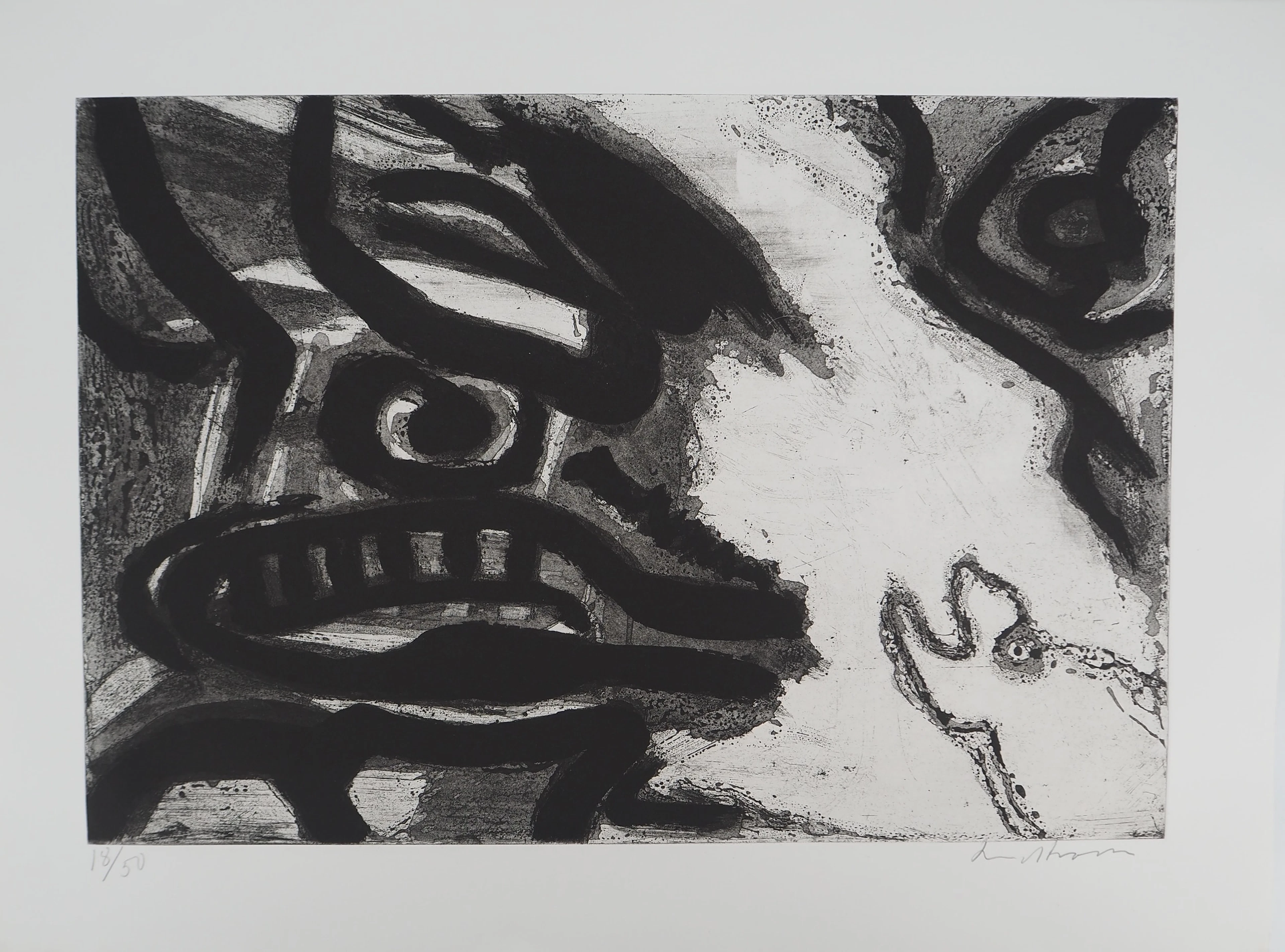 Bengt LINDSTROM : Animal totémique, Gravure originale signée