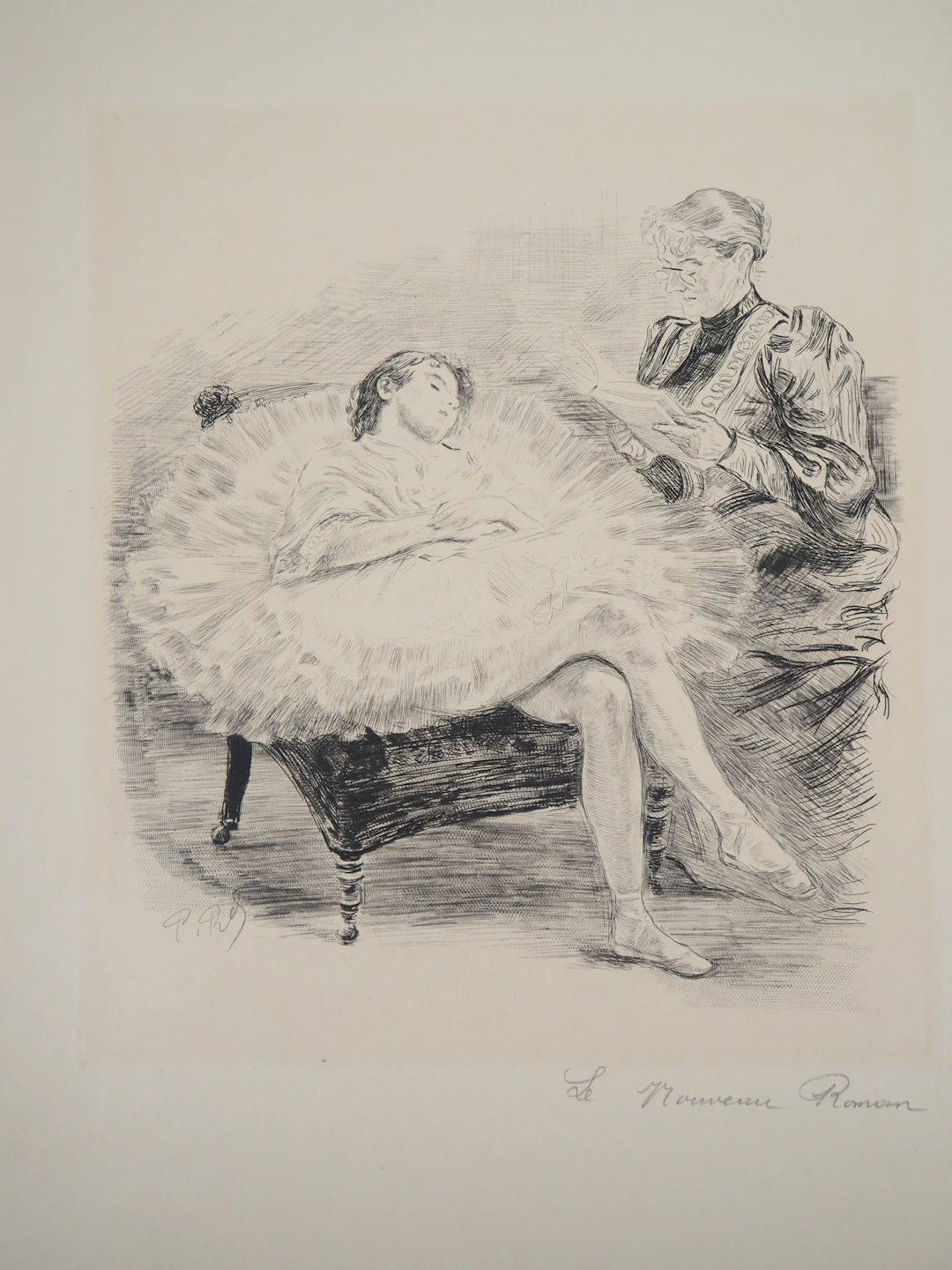 Paul Renouard - Ballerine endormie, 1893 - Gravure originale signée au crayon