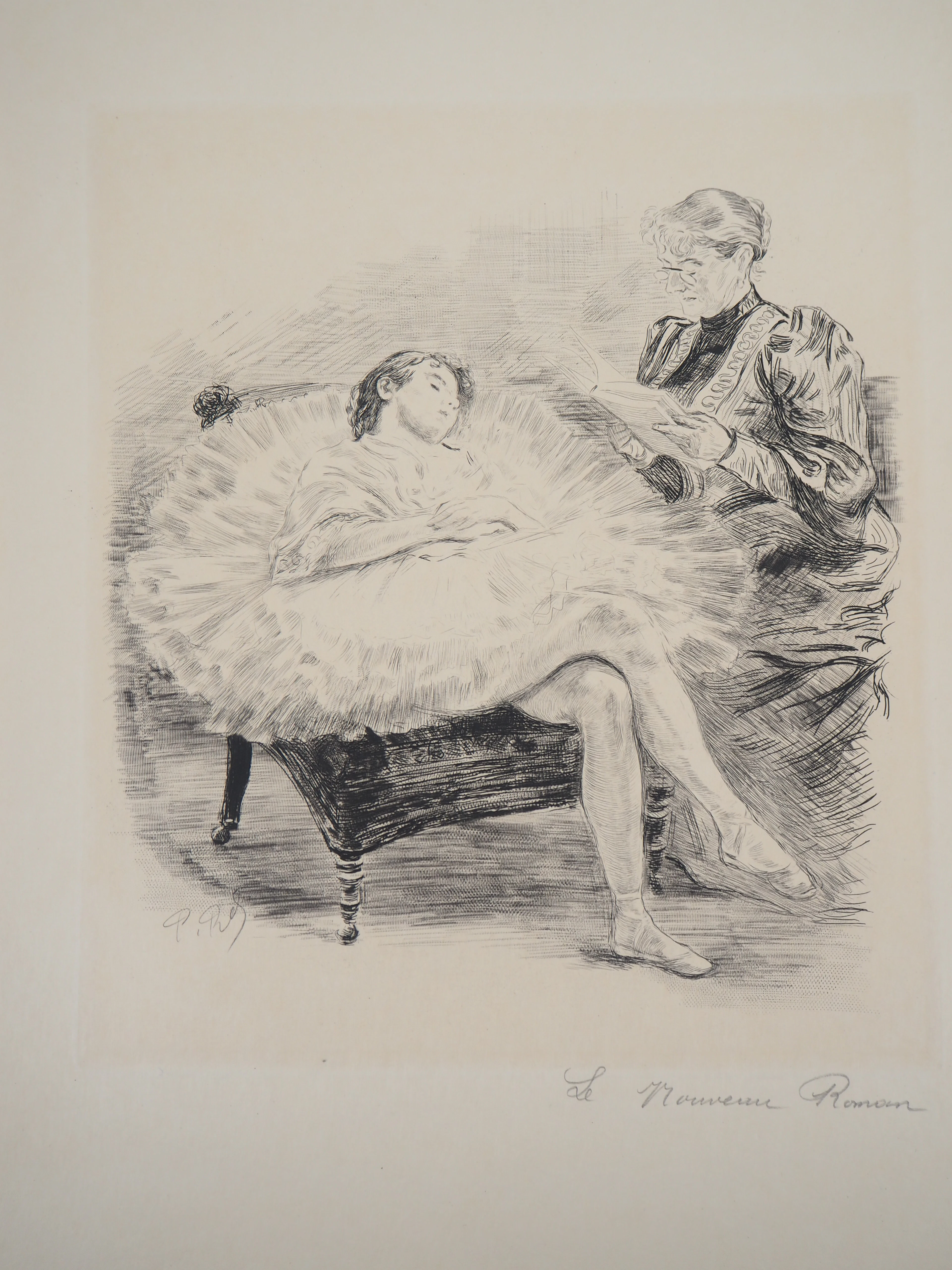 Paul Renouard - Ballerine endormie, 1893 - Gravure originale signée au crayon