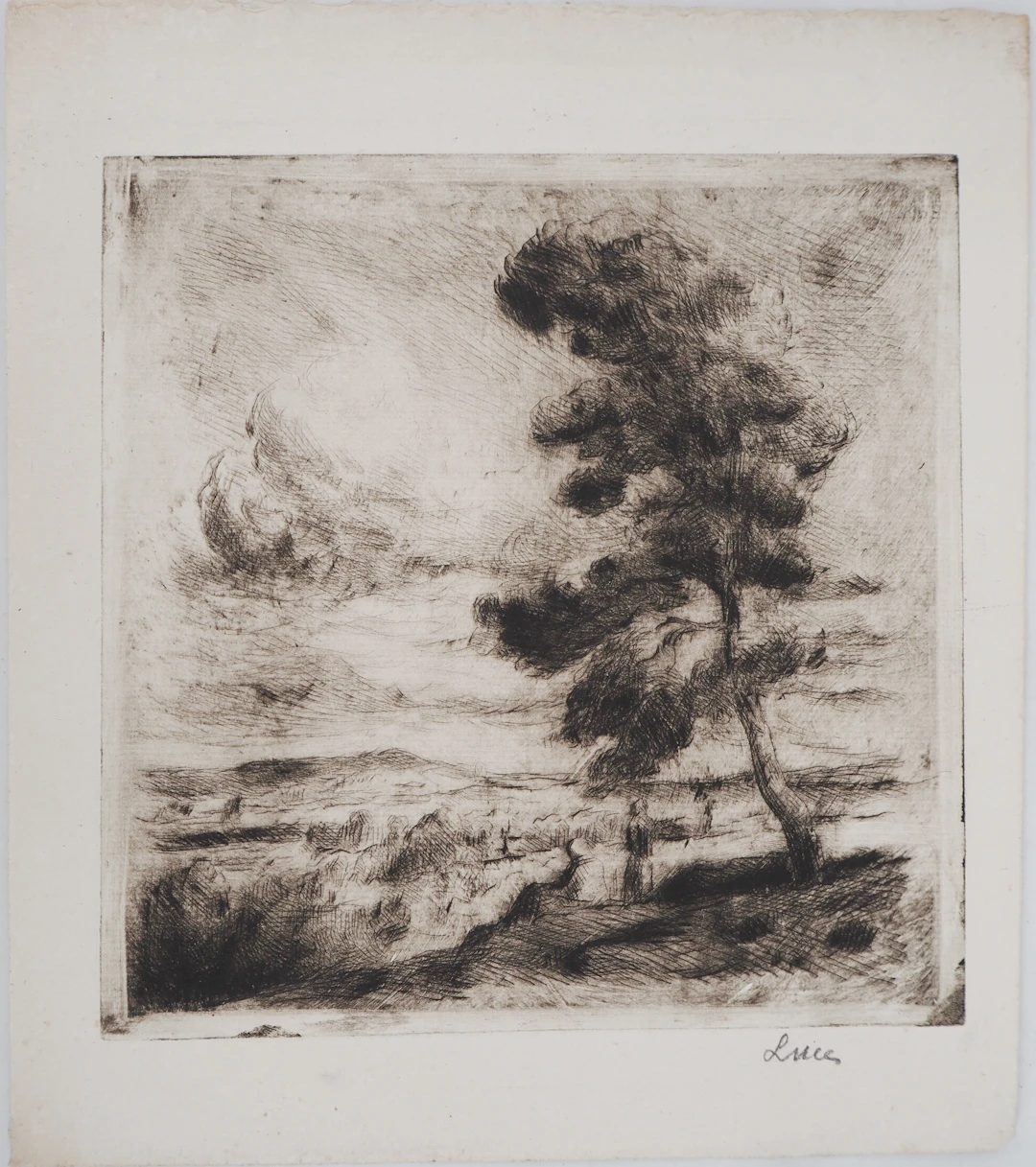 Maximilien LUCE - Paysage de Yonne Vers 1900 - Gravure originale signée