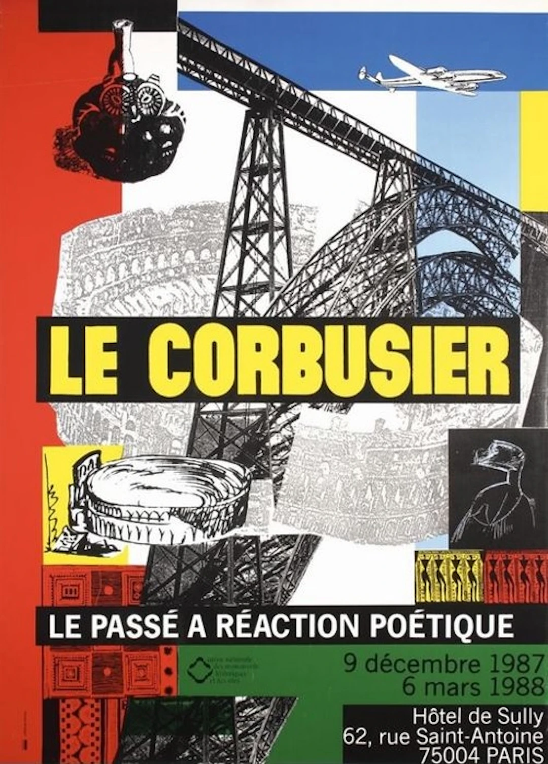 Le Corbusier - Affiche originale d’exposition - Le passé à réaction