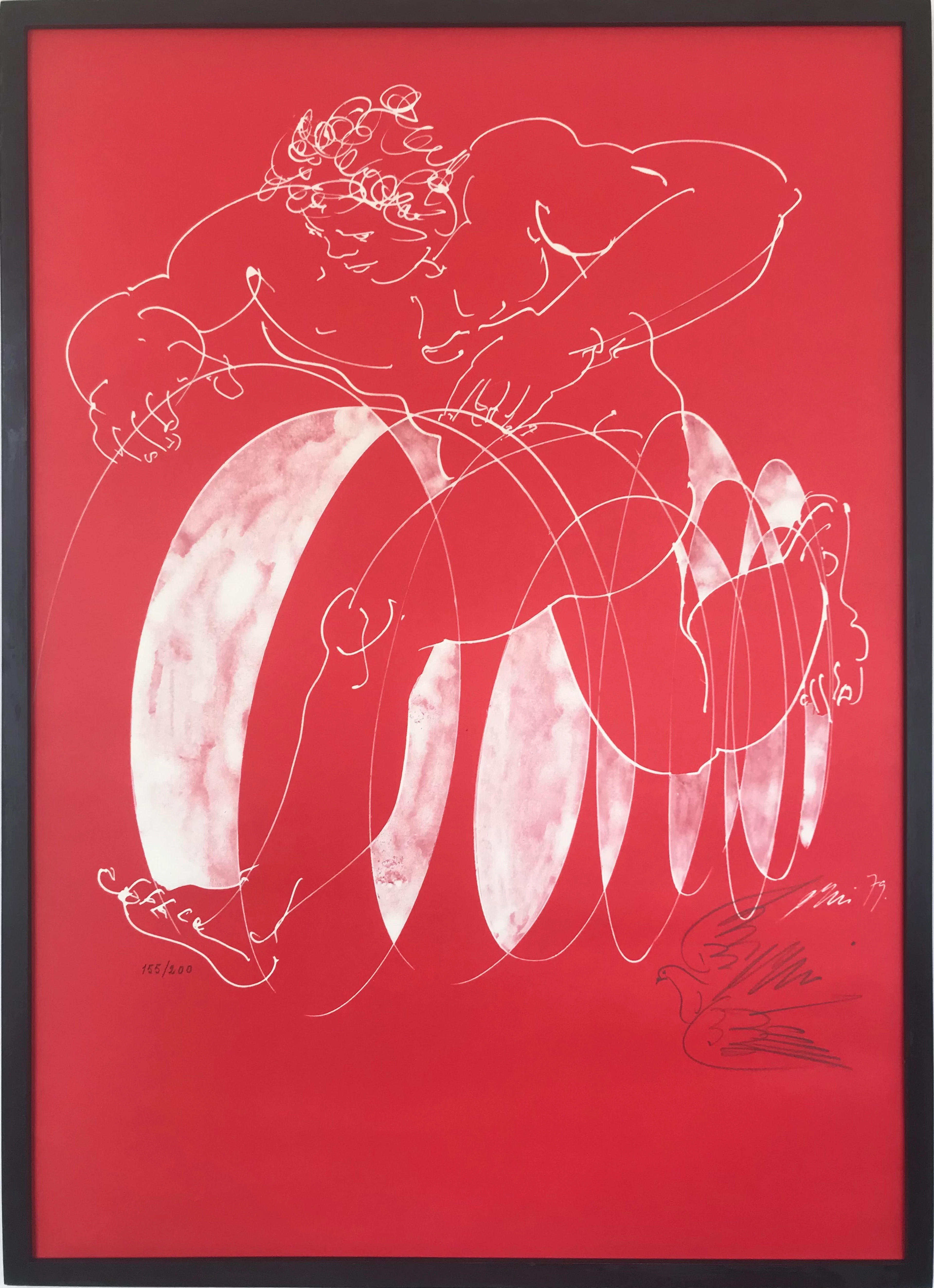 Hans ERN I- Le coureur,1979 - Lithographie originale signée +un dessin
