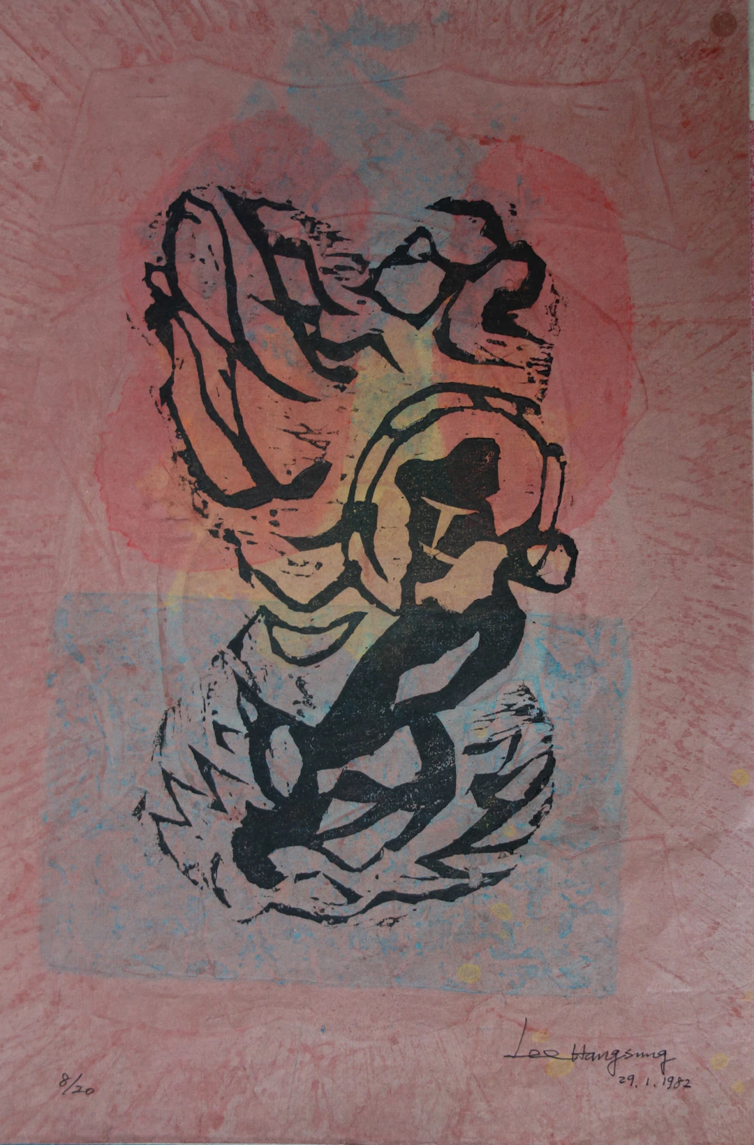 LEE Hang Sung : La danse de l’arc-en-ciel - Gravure sur bois originale