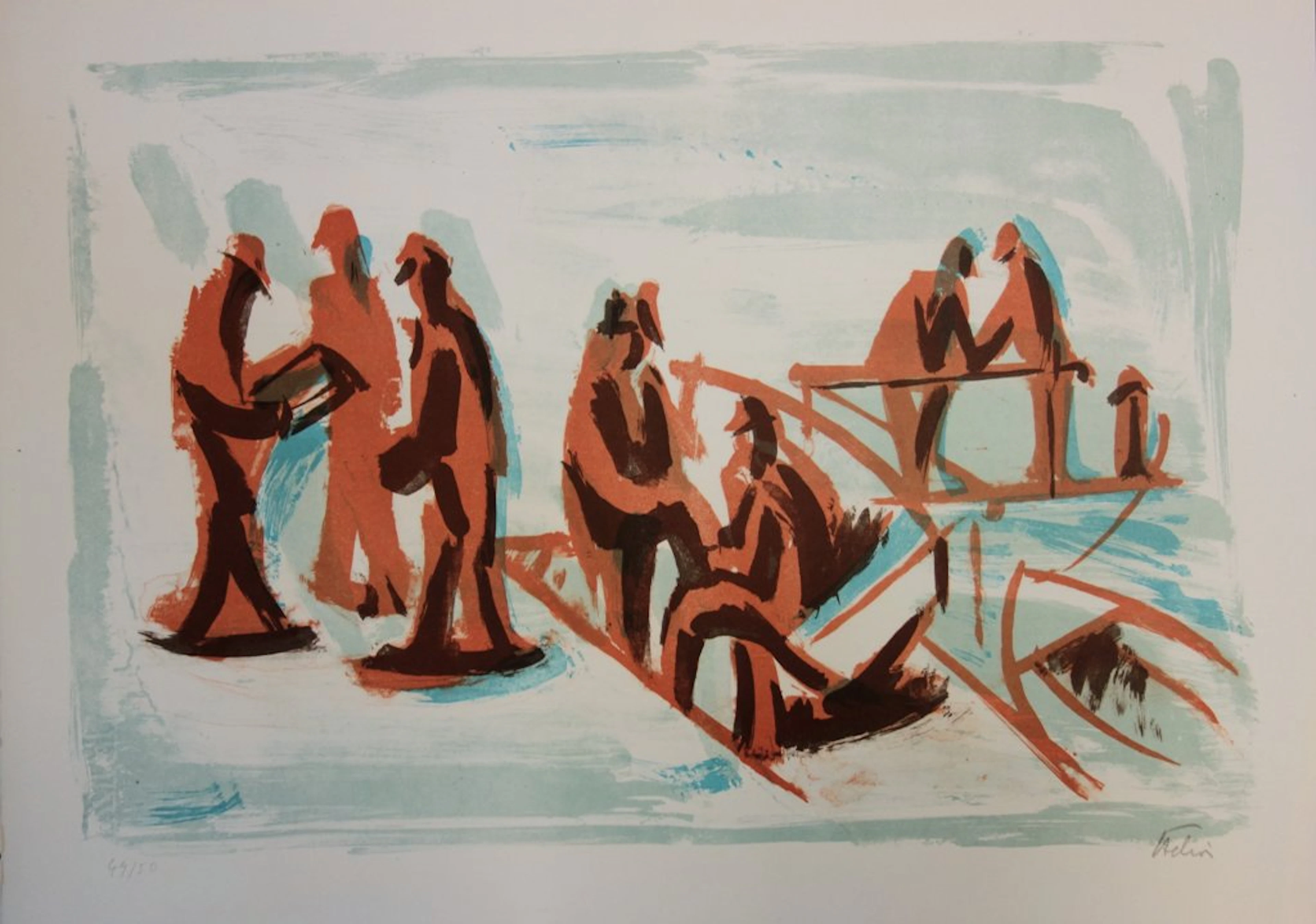 Jean HELION : Mer, à l’heure d’embarquer - Lithographie originale