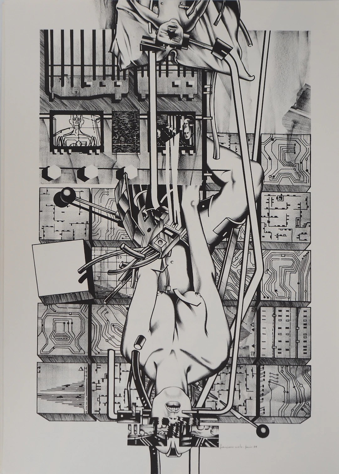 Francisco MELO : Nu féminin futuriste - Lithographie originale signée