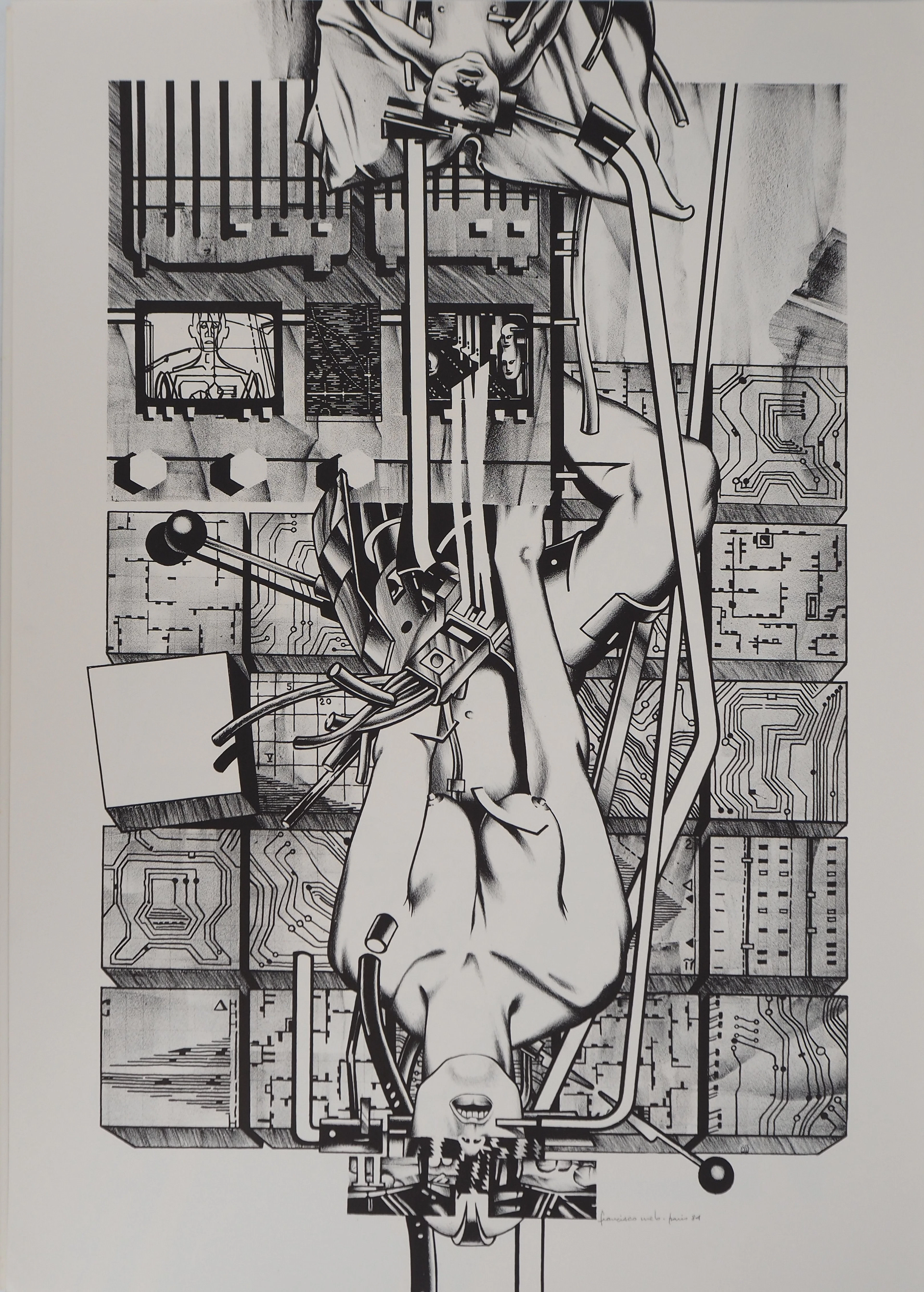 Francisco MELO : Nu féminin futuriste - Lithographie originale signée
