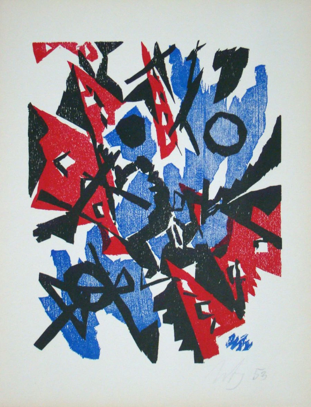 Ernst Wilhelm NAY - Composition abstraite, 1953 - Gravure sur bois