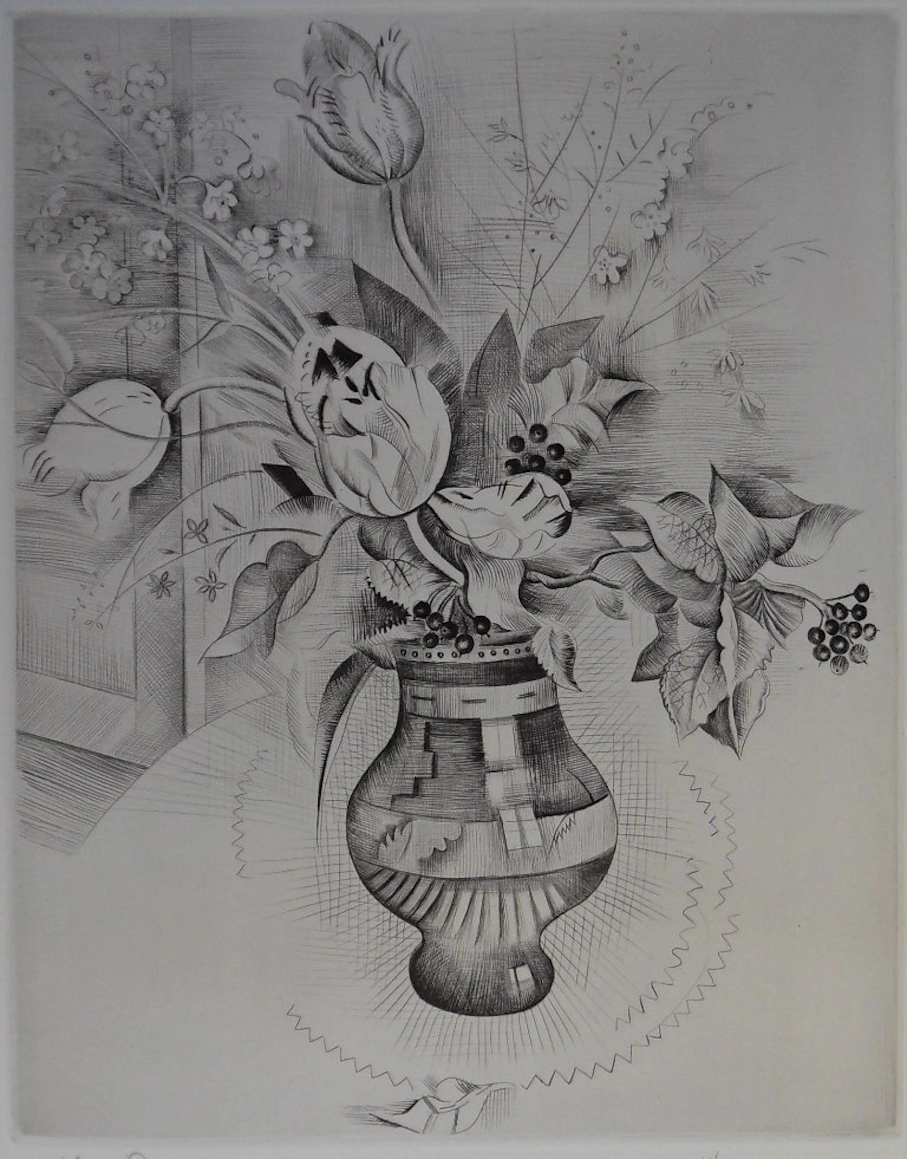 Mily POSSOZ : Le bouquet de tulipes - Gravure originale signée