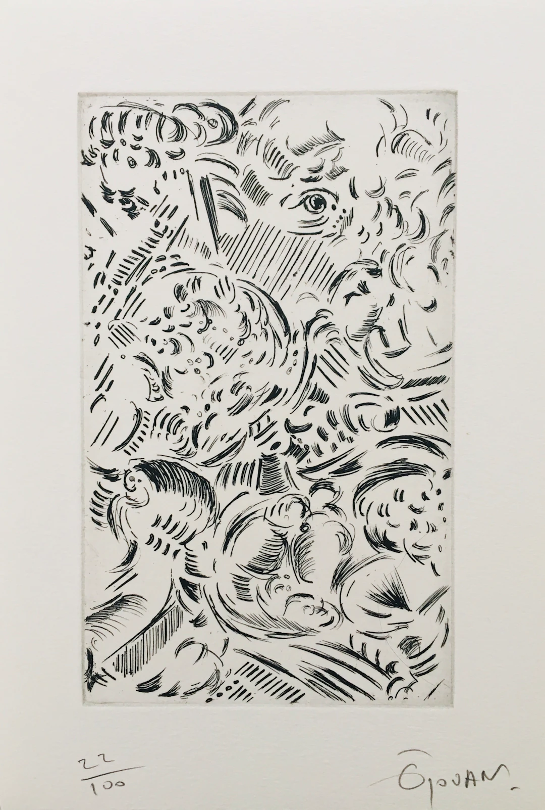 François ROUAN - La figure du rond, 1992 - Eau-forte originale signée au crayon