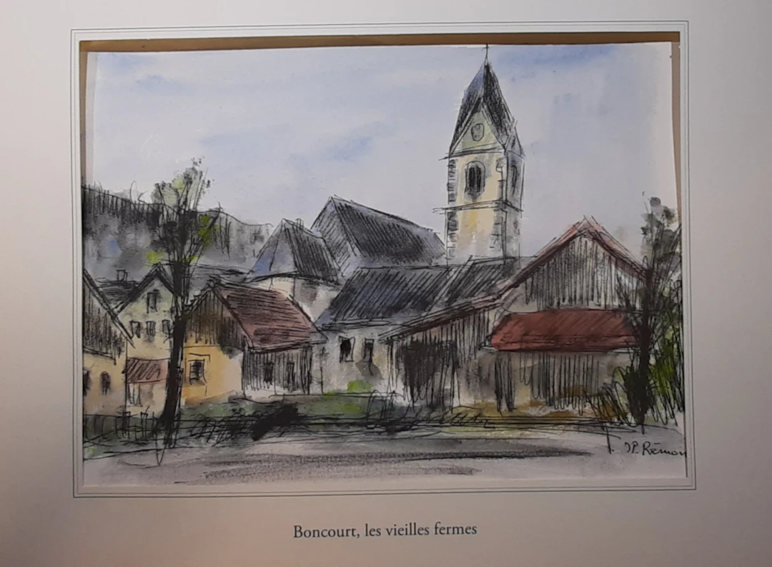 Jean Pierre REMON - Boncourt, les vieilles fermes, 2011 - Aquarelle signée