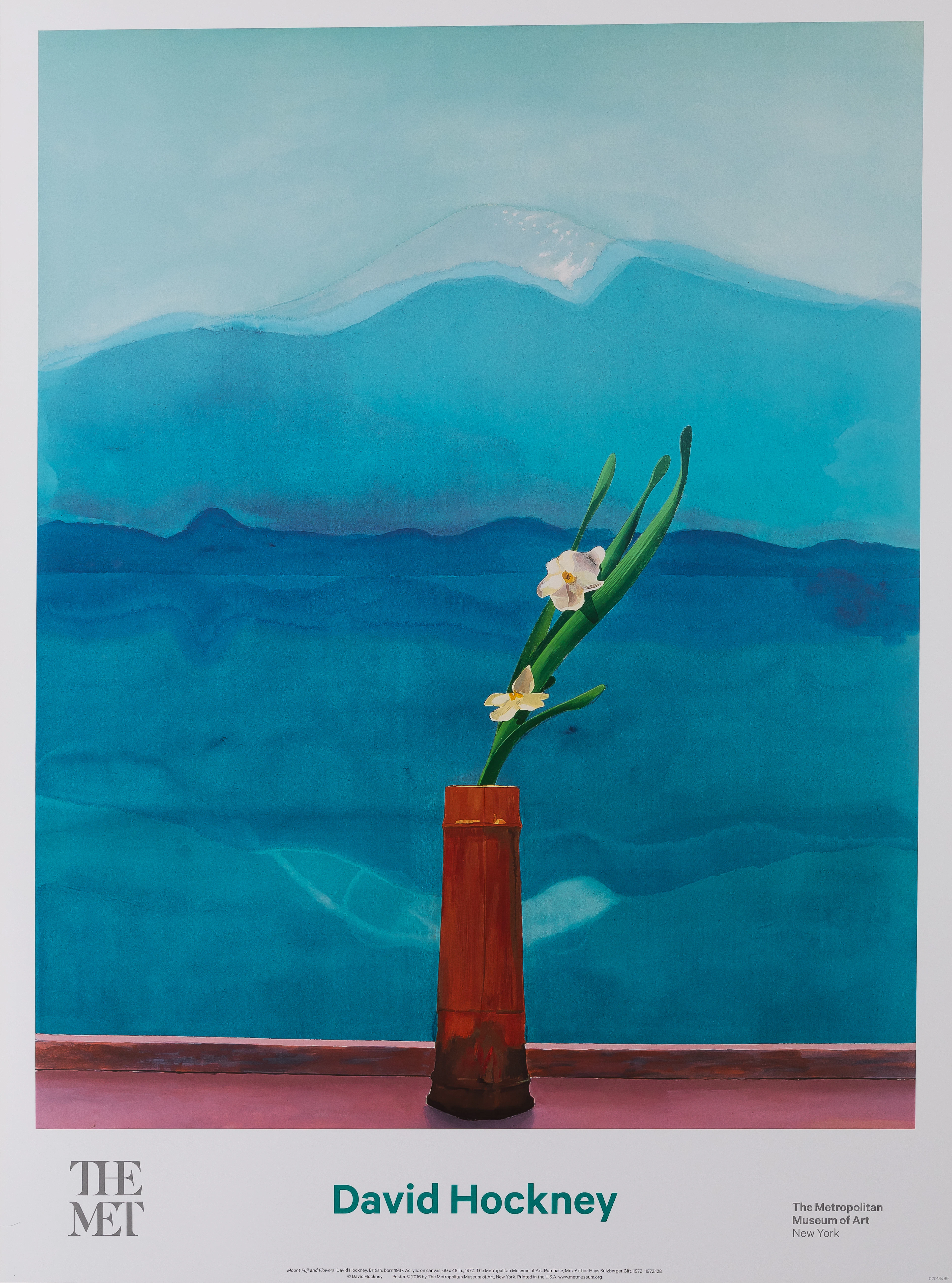 David HOCKNEY : Mount Fuji and Flowers - Affiche originale en couleurs