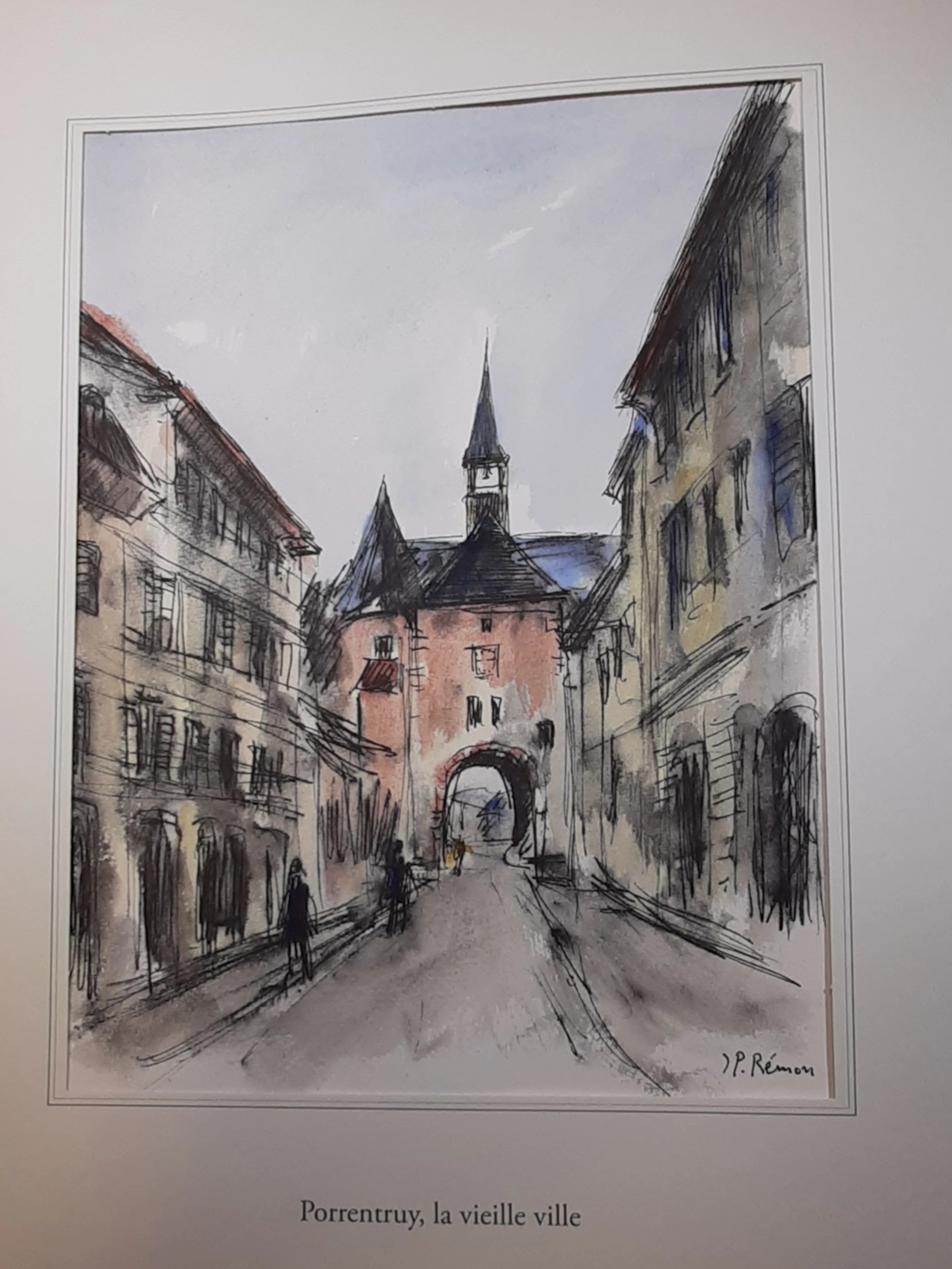 Jean Pierre REMON - Porrentruy la vieille ville, 2011 - Aquarelle signée