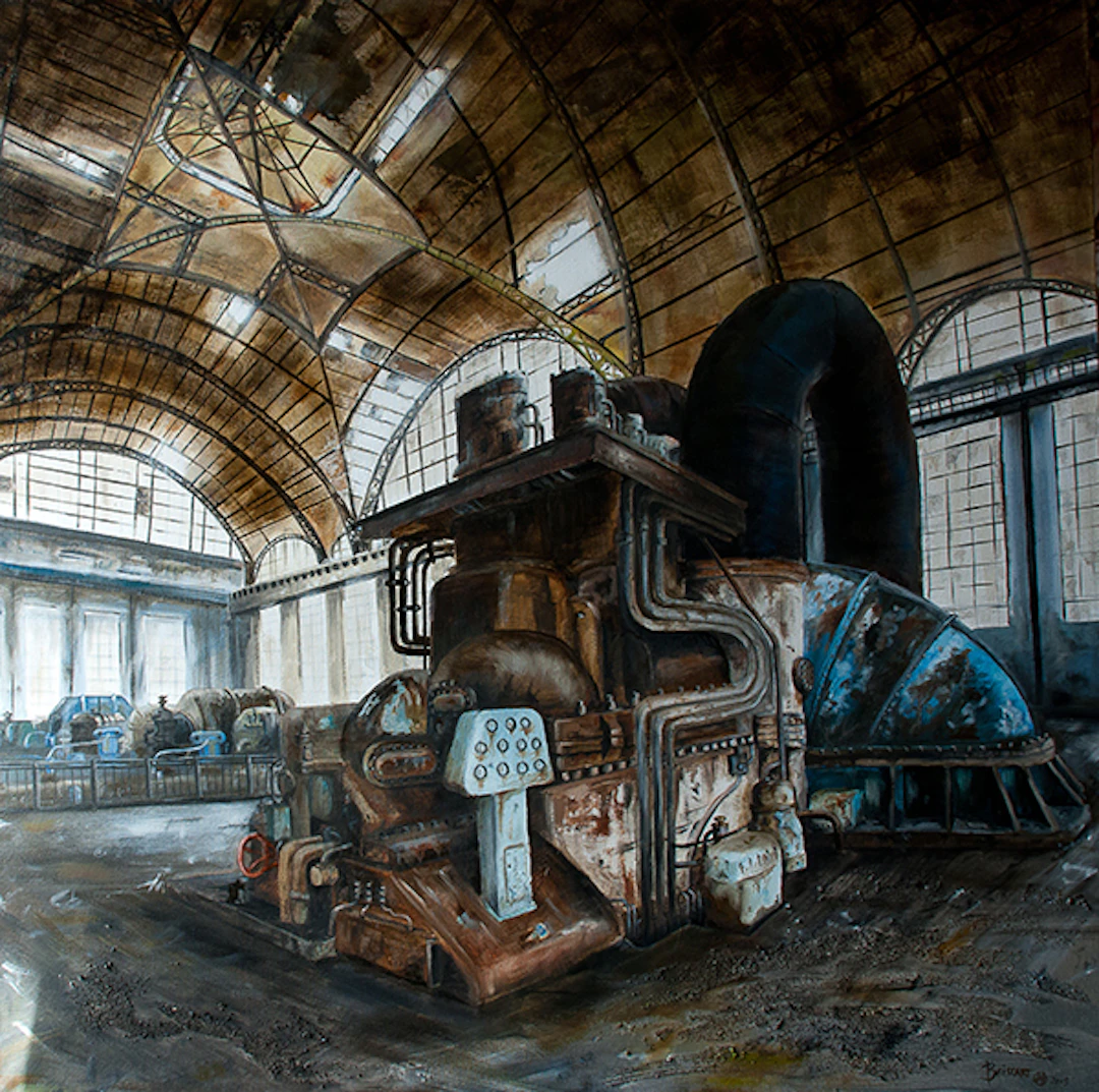 Jean-Pierre BRISSART - La machine sous la verrière, 2015 - Huile sur toile