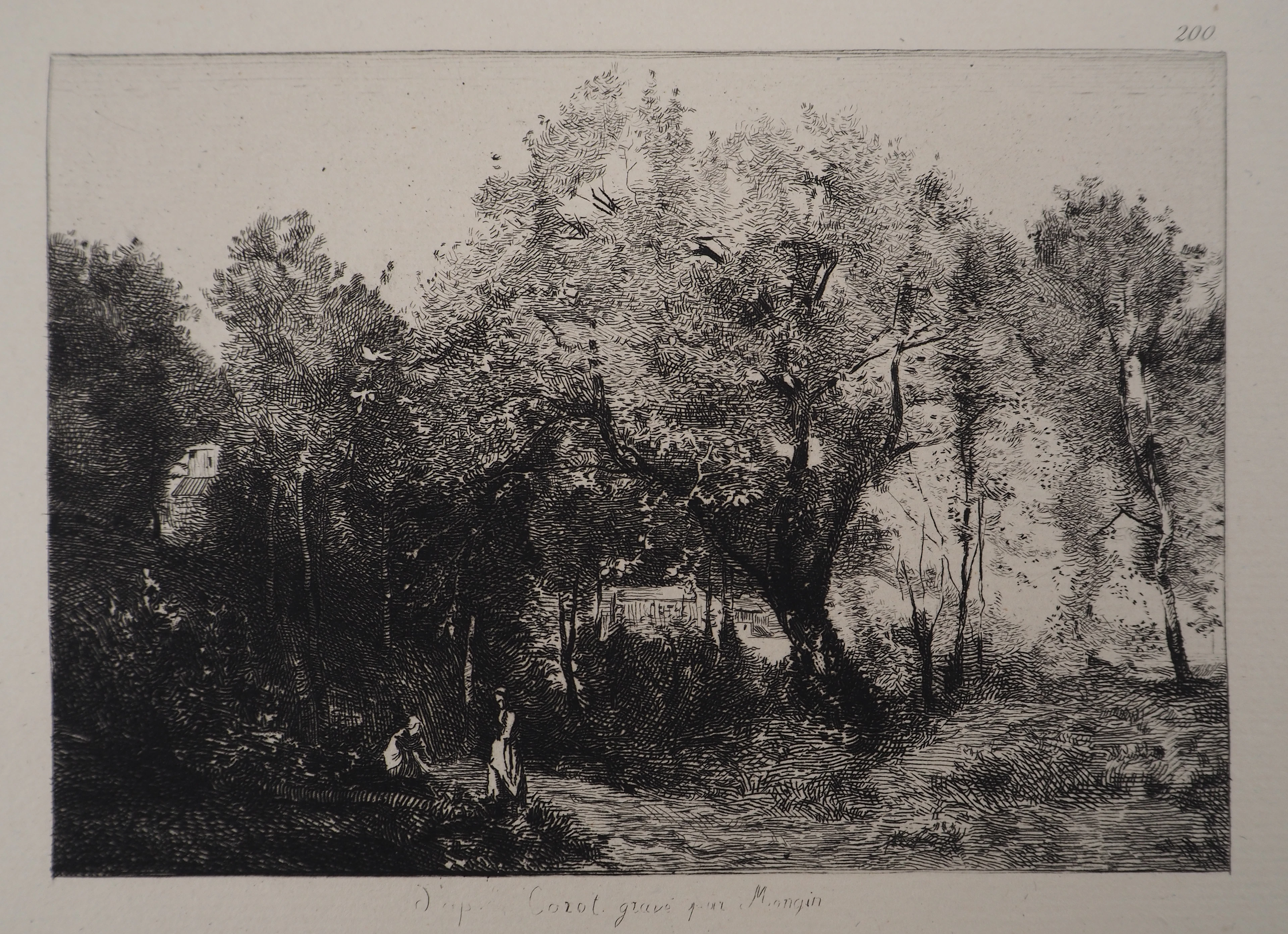 JB Camille COROT (d’après), Conversation au Bois d’Avray - Gravure