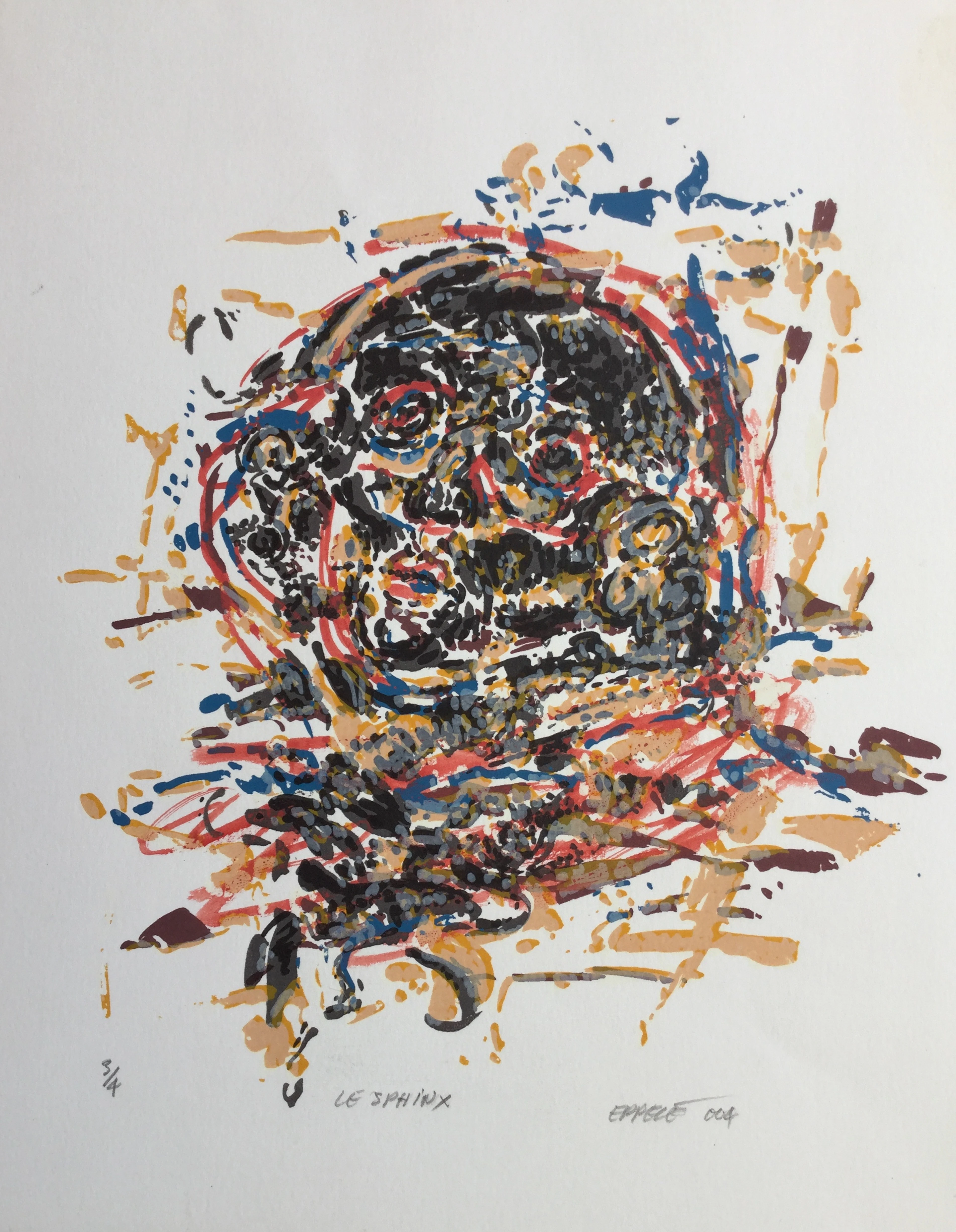 Gérard ÉPPELÉ : Le Sphynx , 2004 , sérigraphie n° 3/4 signée et titrée