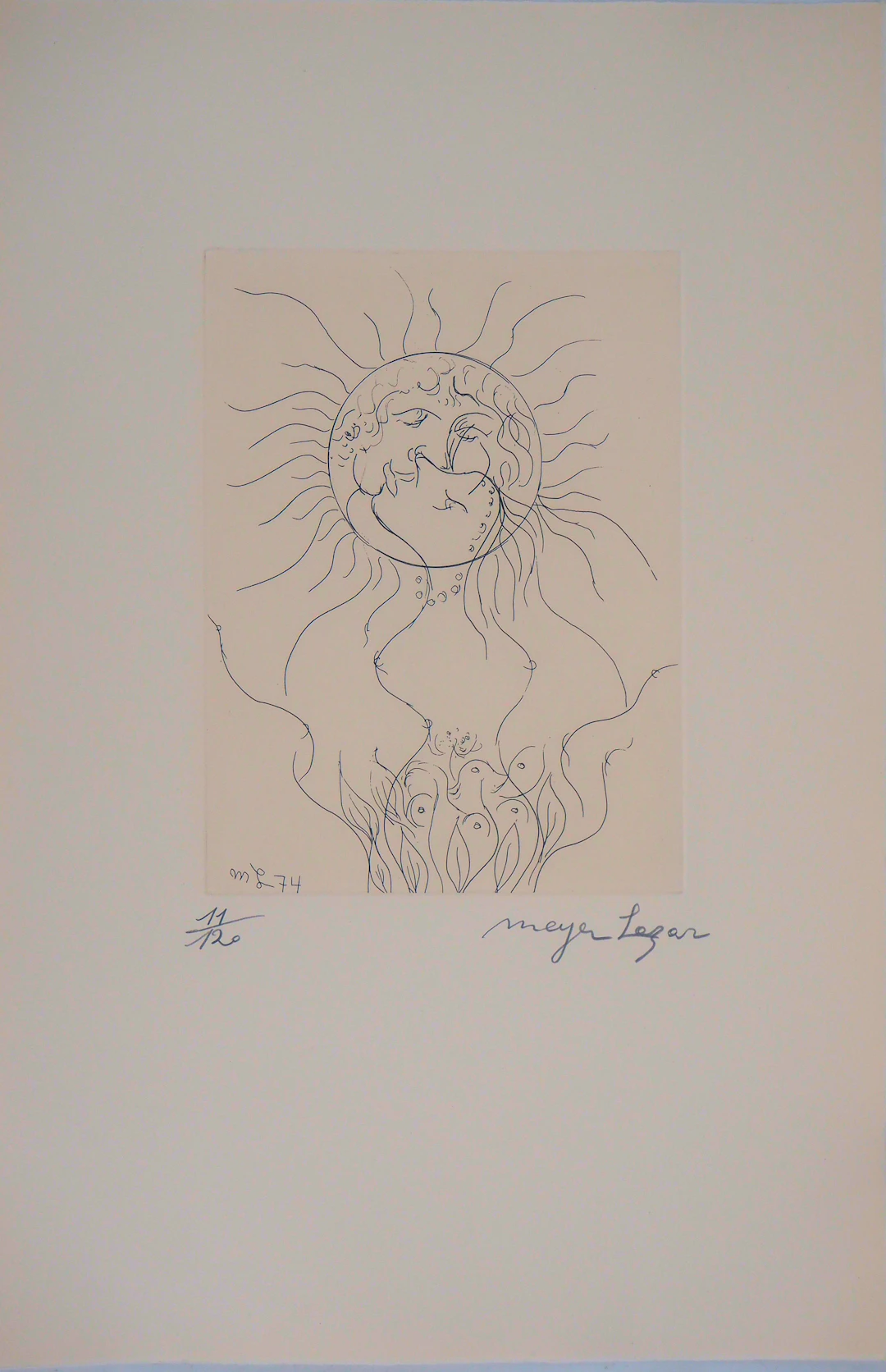 Meyer LAZAR - Divin baiser, 1974 - Gravure originale signée