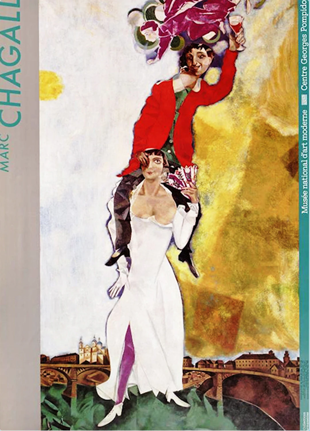 Marc Chagall - Portrait au verre de vin - Affiche originale, 1988