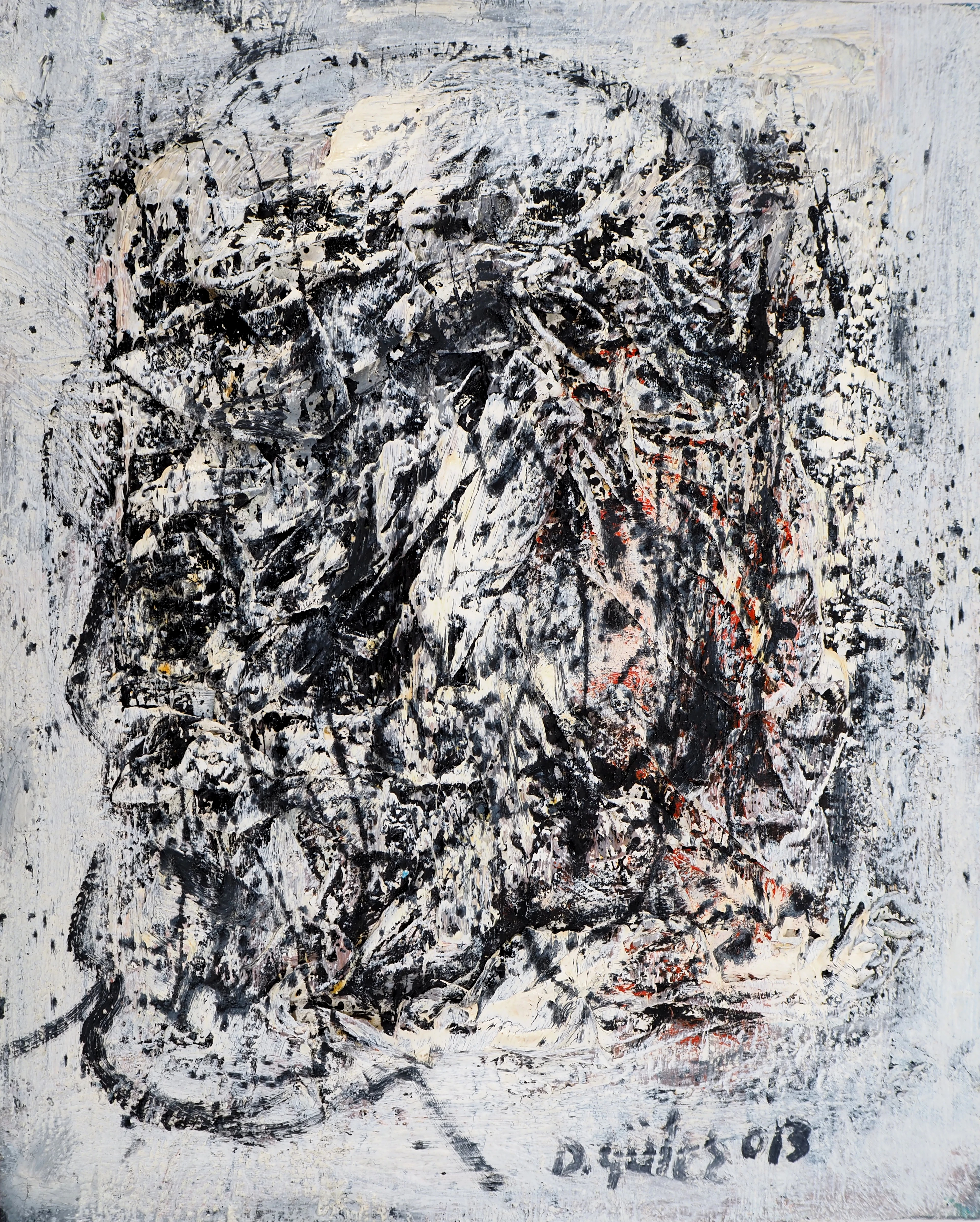Dyap GULER - Portrait d’homme abstrait en noir, bleu et blanc - Technique