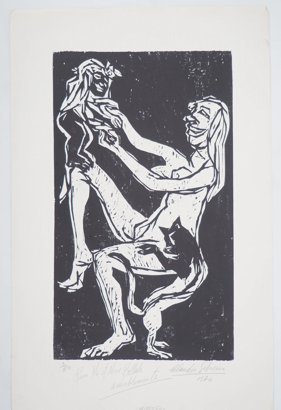 Claudio Silveira - Maternité, Moment de bonheur - Bois gravé original