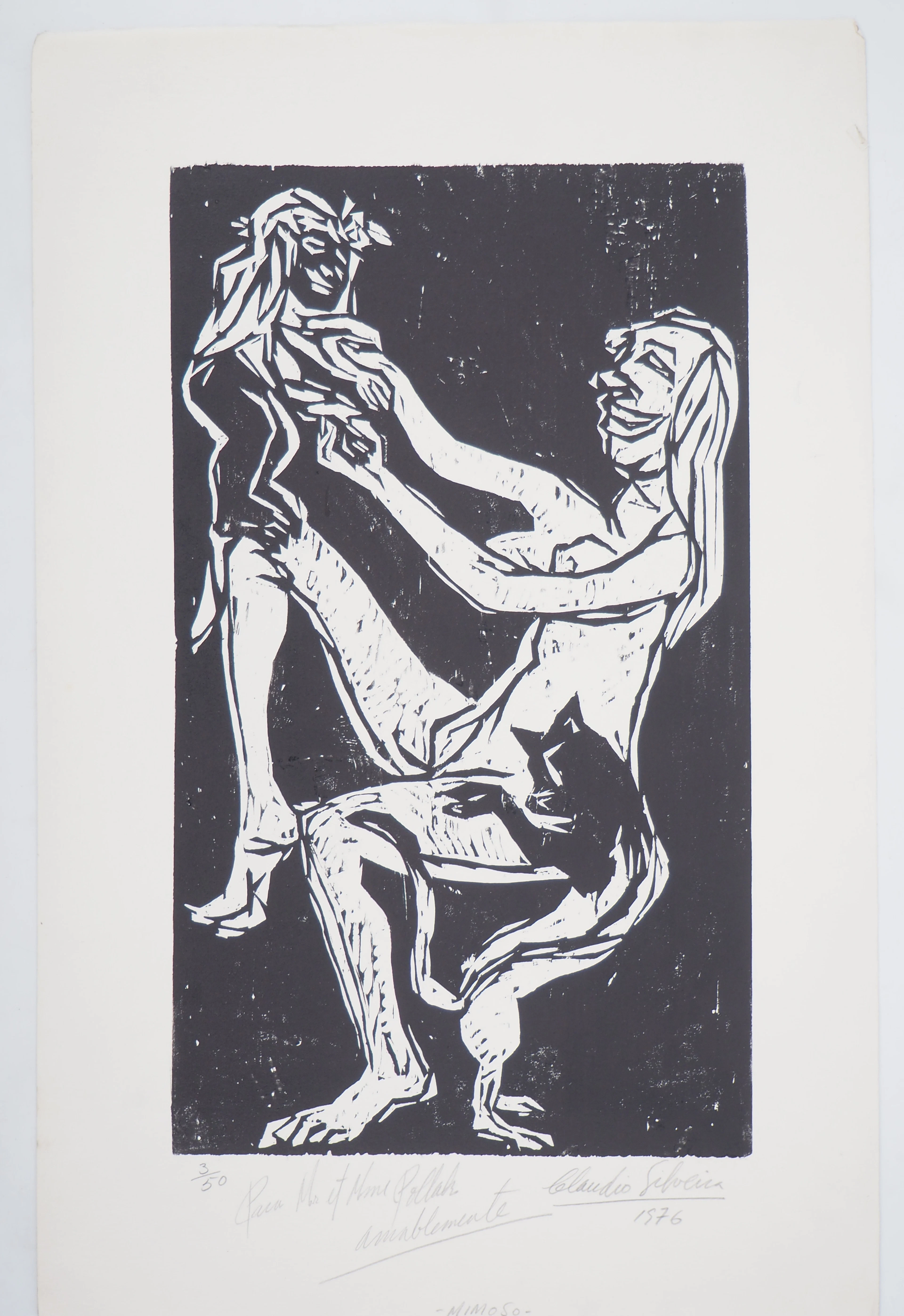 Claudio Silveira - Maternité, Moment de bonheur - Bois gravé original