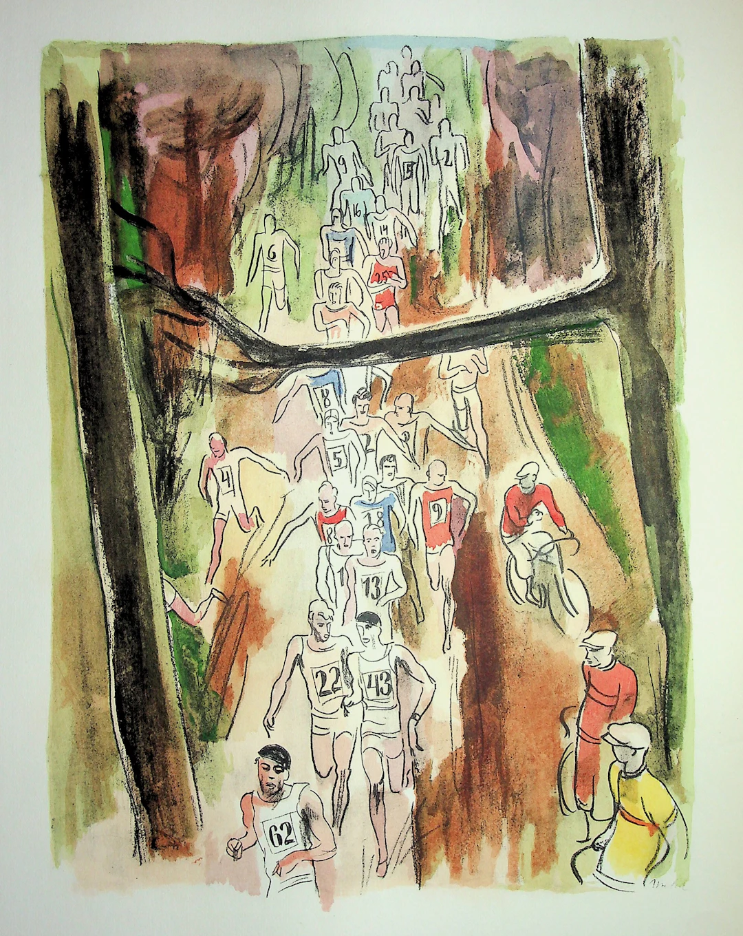 Milivoj UZELAC - Course : Marathon de Paris - Lithographie originale signée