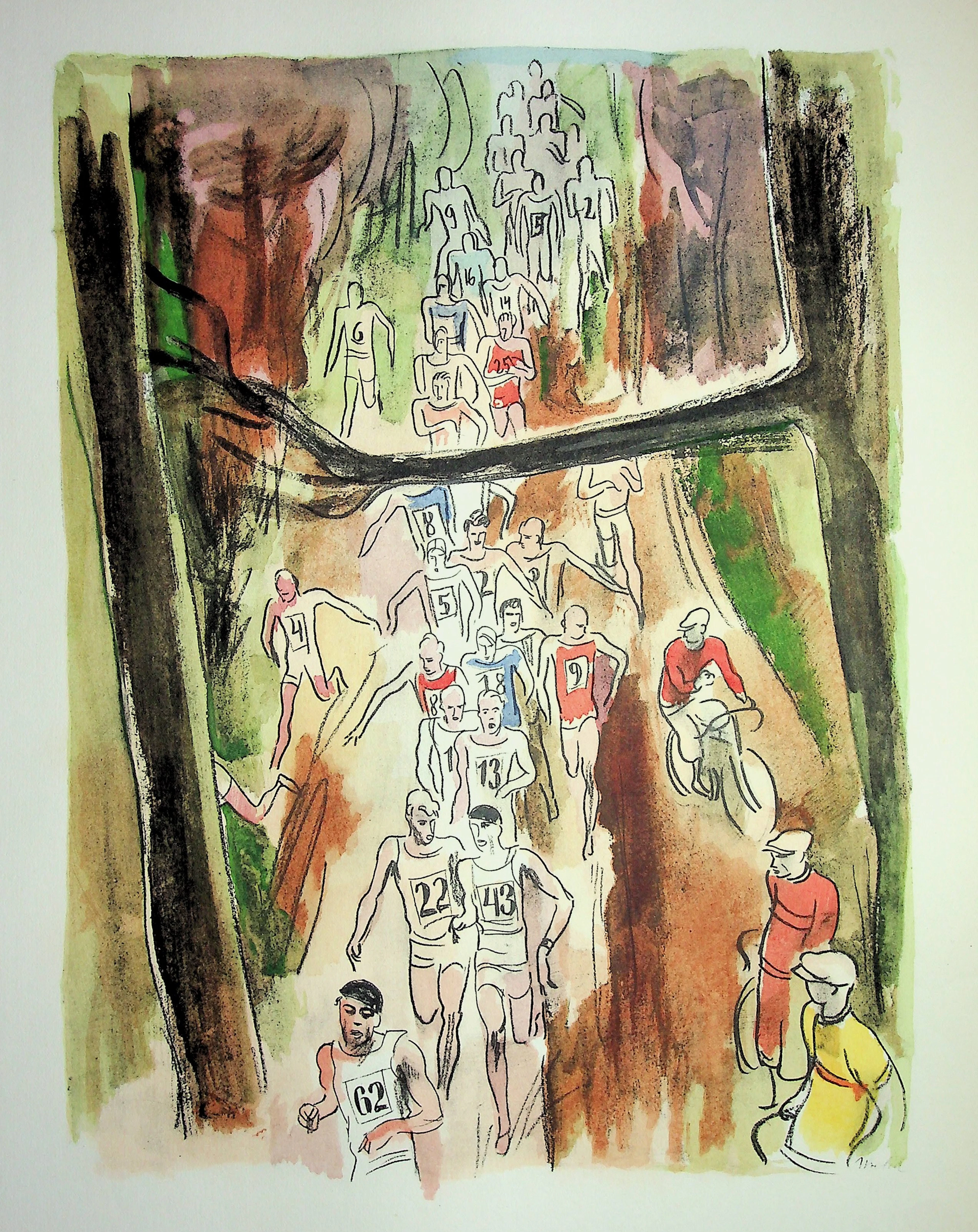 Milivoj UZELAC - Course : Marathon de Paris - Lithographie originale signée