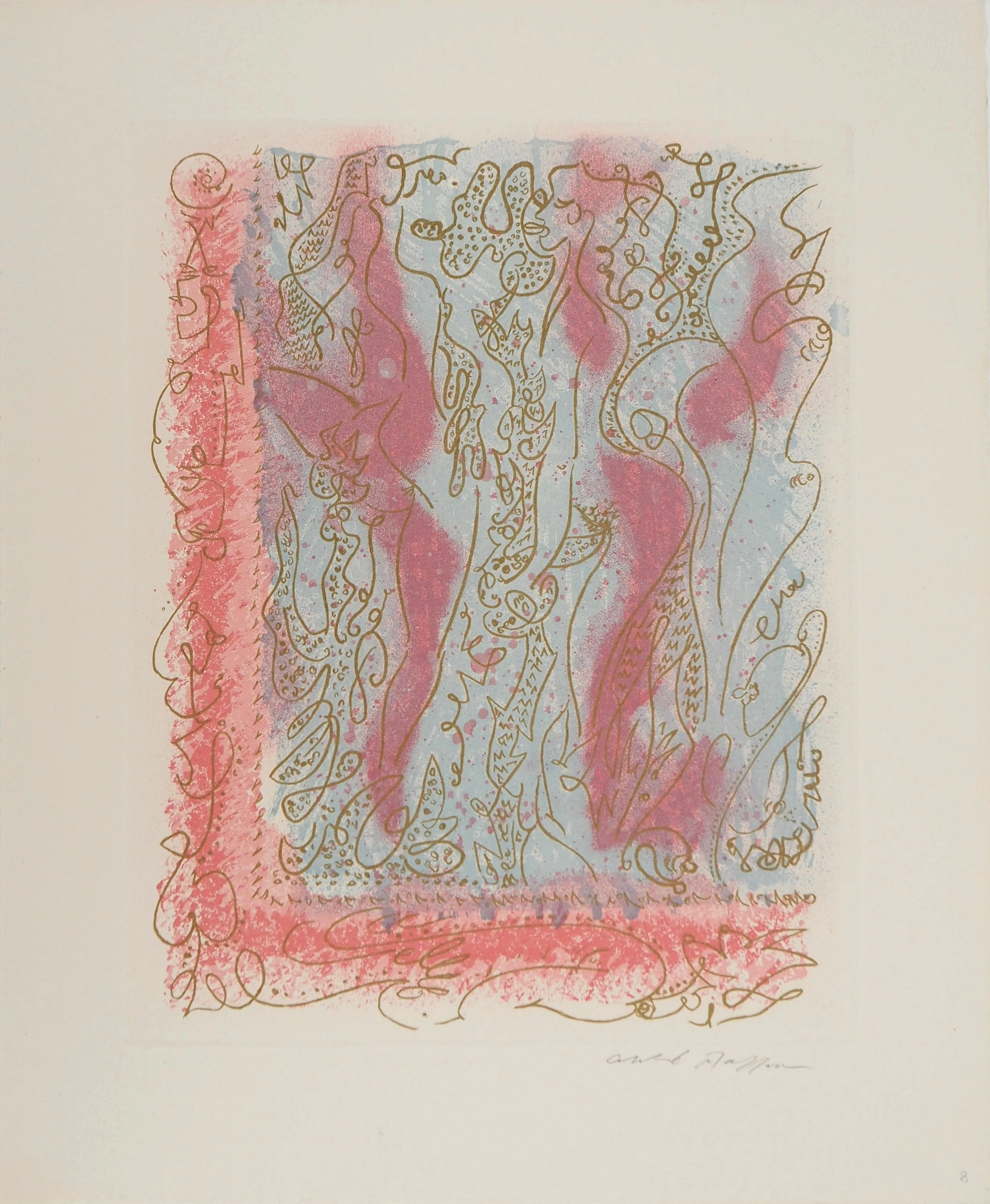 André MASSON : Effleurements érotiques, Gravure originale signée