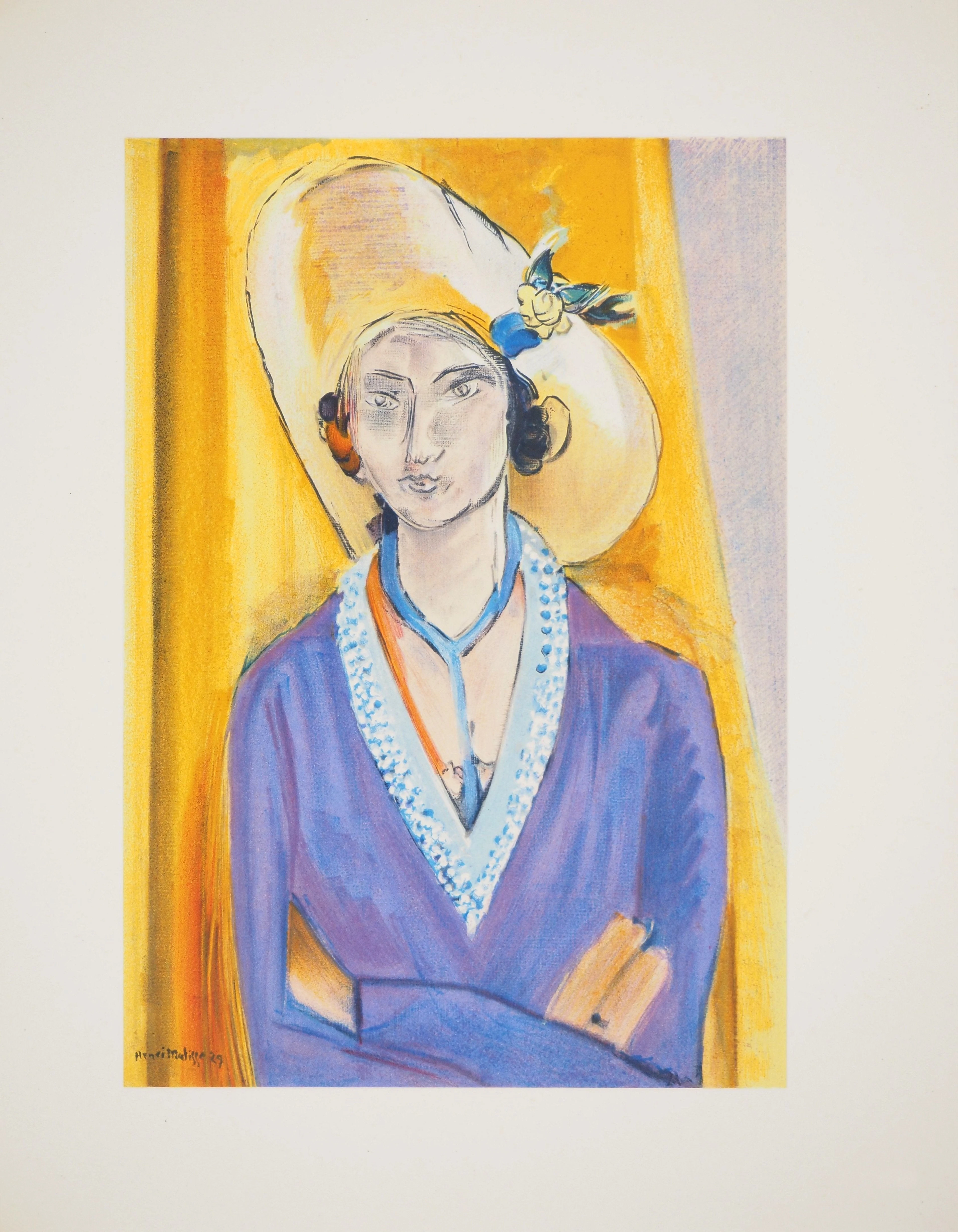 Henri MATISSE : Femme au chapeau de paille, Lithographie signée